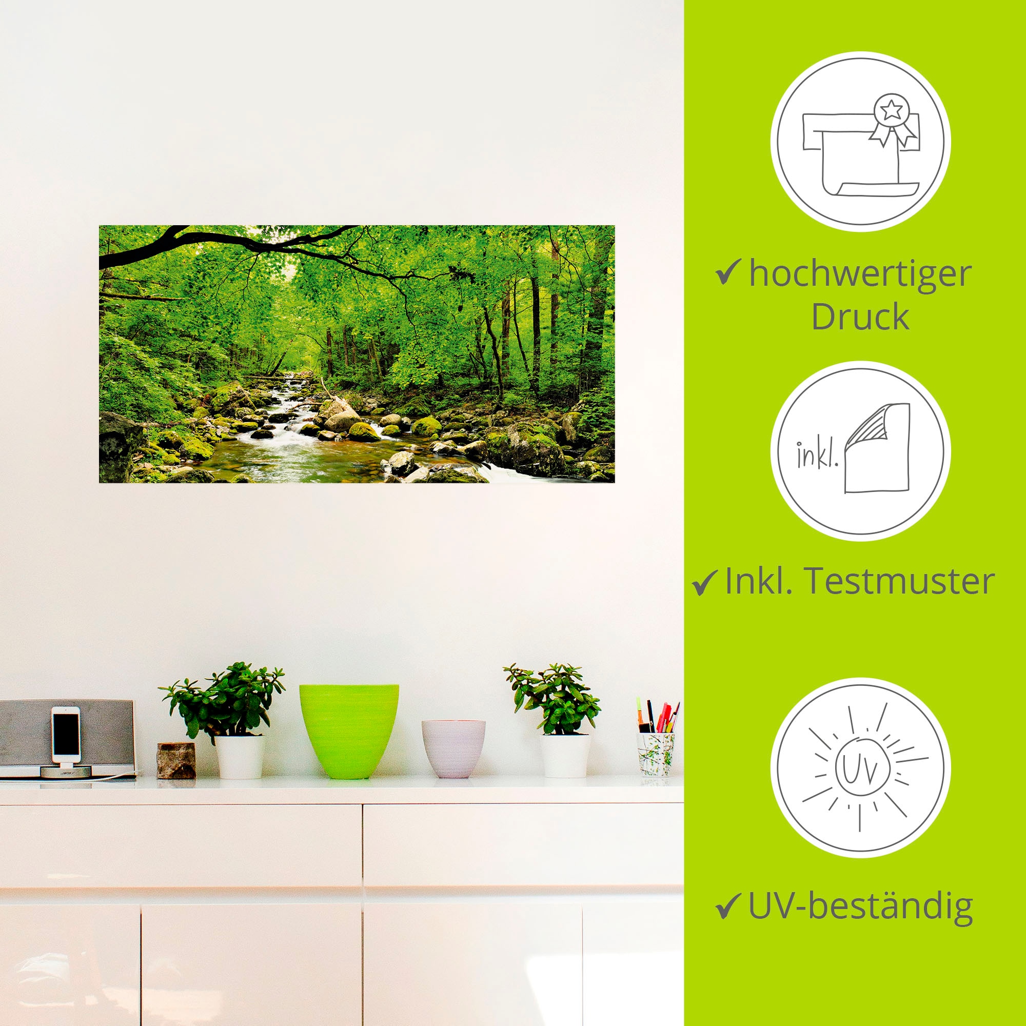 Artland Wandbild »Herbstwald Fluss Smolny«, Wald, (1 St.), als Leinwandbild, Poster, Wandaufkleber in verschied. Größen