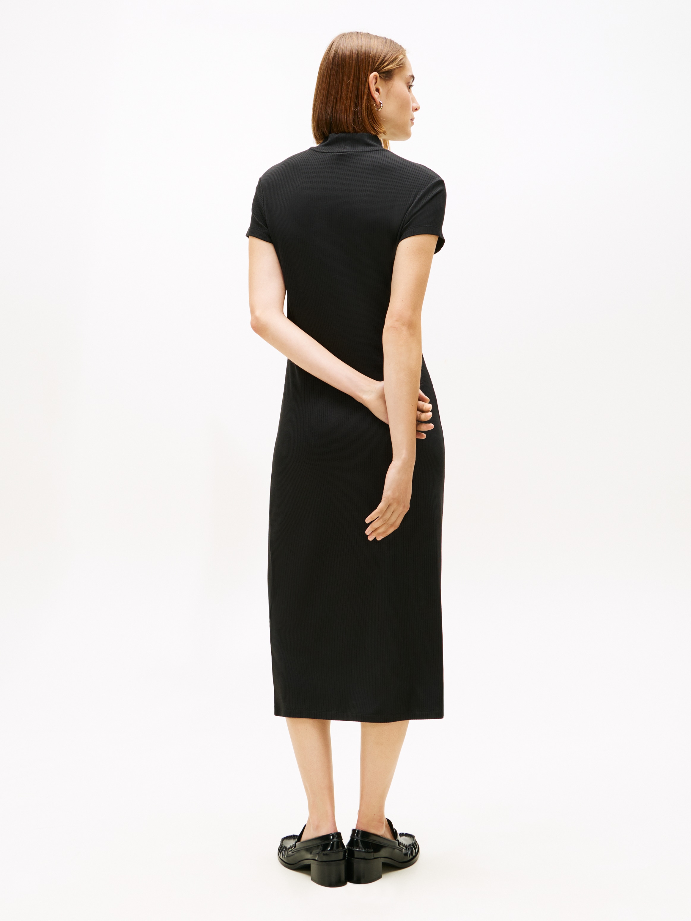 Tommy Hilfiger Jerseykleid »SLIM  5X2 RIB MOCK-NK SS DRS« in gerippter Struktur