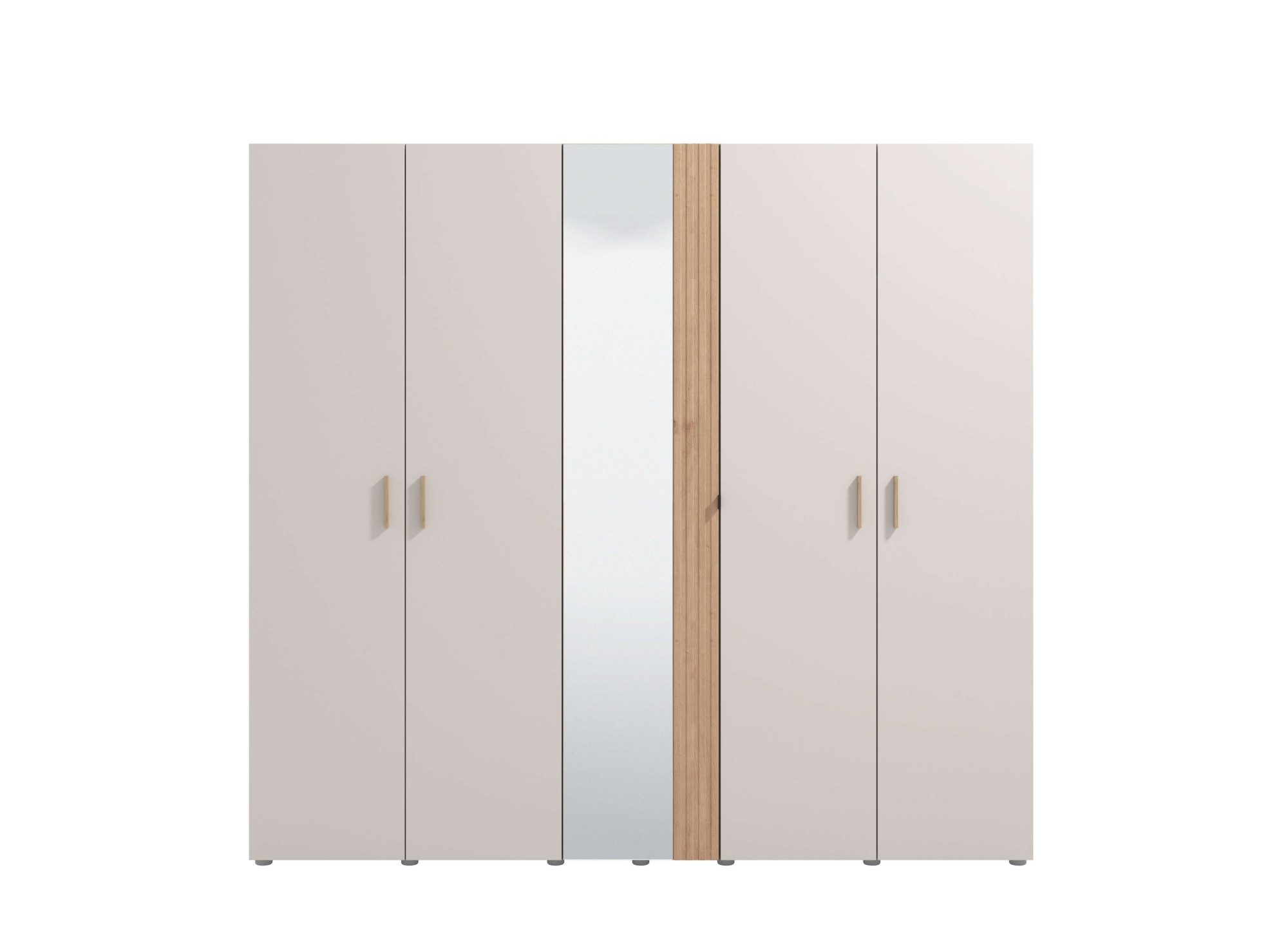 Home affaire Kleiderschrank »Belfort, Schlafzimmerschrank mit Spiegel 5-türig Wäscheschrank«, 225x56x208, FSC®-zertifizierter Holzwerkstoff, Trendfarbe cashmere