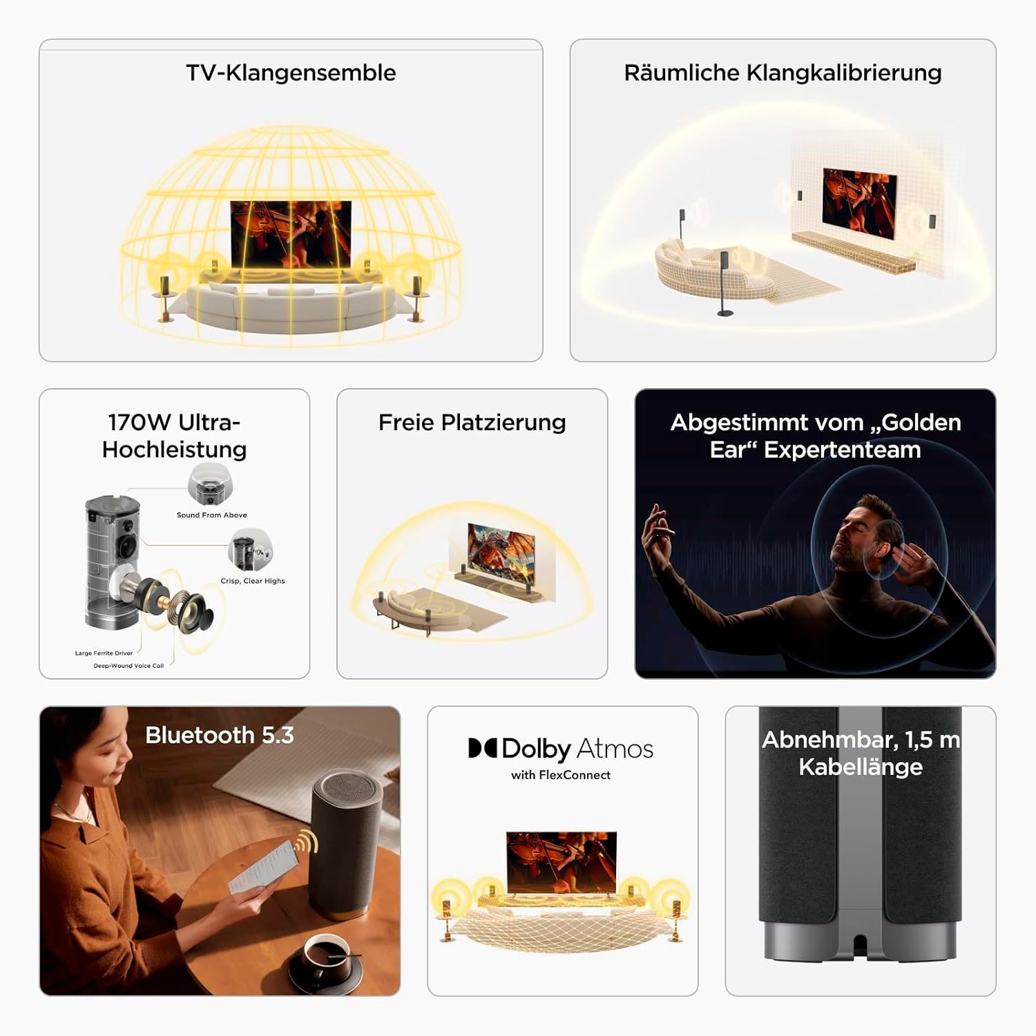 TCL Bluetooth-Lautsprecher »Z100« 1.1.1 (Bluetooth | WLAN Kabelloser Surround | Kabelose TV-Verbindung | Lautstärkeregelung )