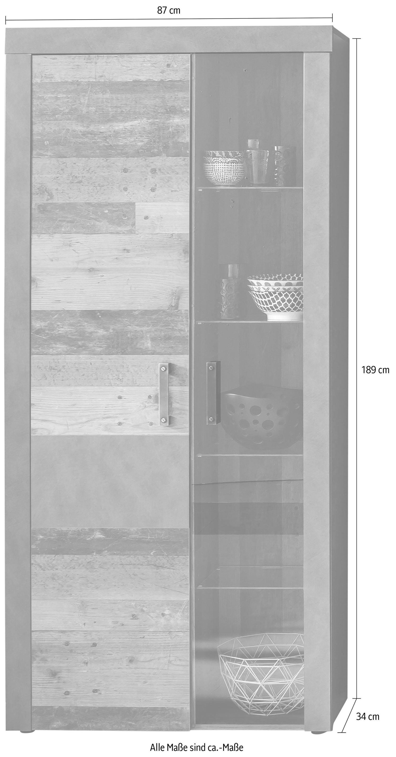 INOSIGN Vitrine »Ilana«, moderner Industrial Style - Beleuchtung optional - B/T/H 87/34/189 cm