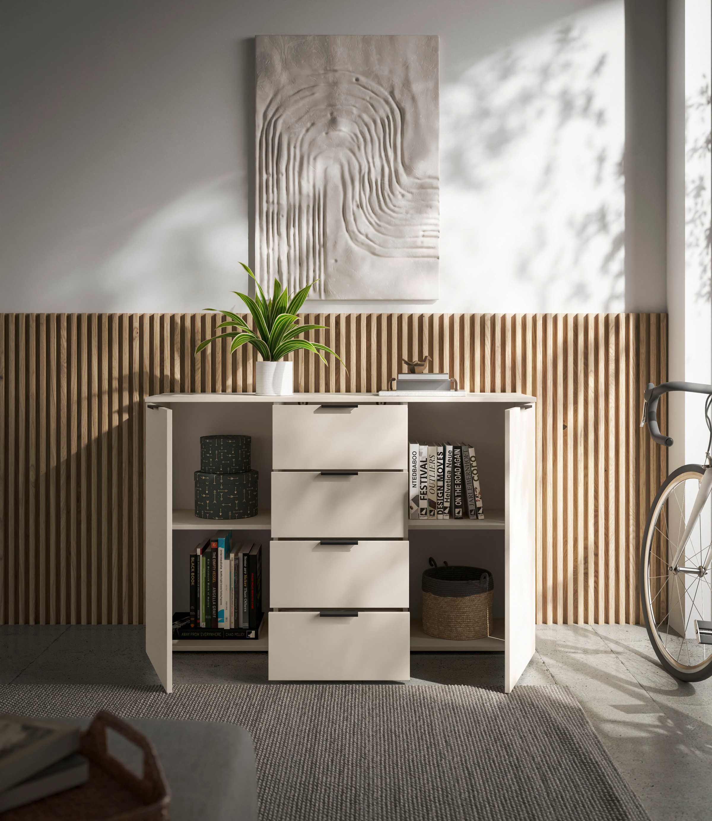 HBZ Sideboard »Linz Kommode, BxHxT 135x90x40cm«, (1 St.), Breite 135cm,Lip-Griff, Melaminbeschichtung