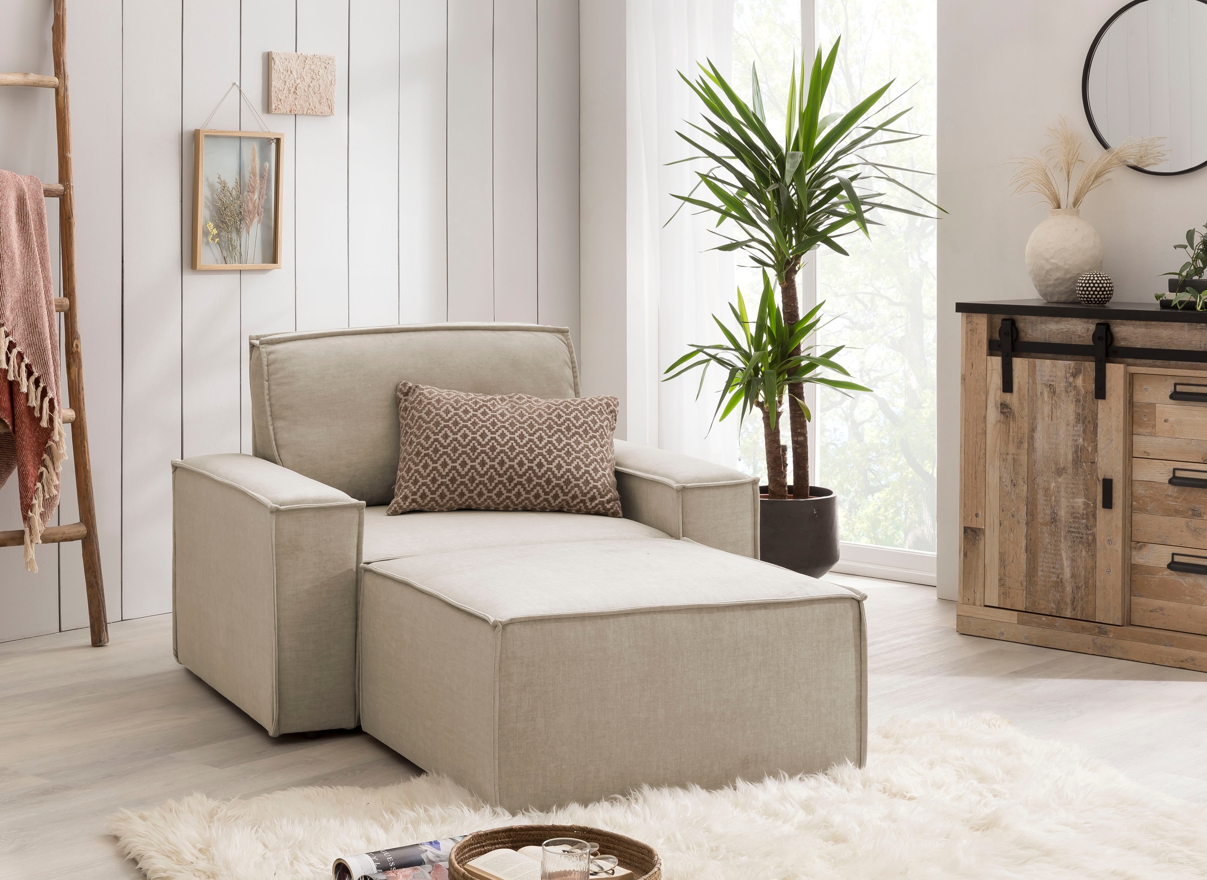 Home affaire Sessel »SHERWOOD«, Loveseat und Hocker im Set, passend zur Polster-Serie SHERWOOD