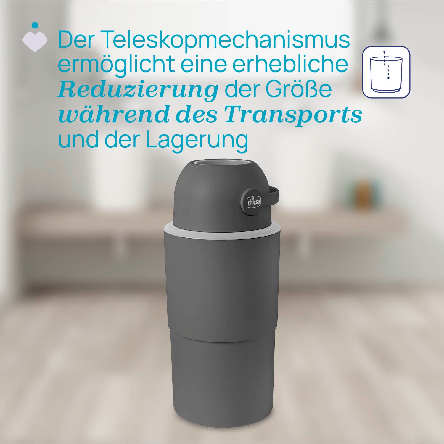 Chicco Windeleimer »Teleskop, Odour off XL«, inklusive 1 Pck. Müllbeutel Odour Off und einem Müllbeutelspender
