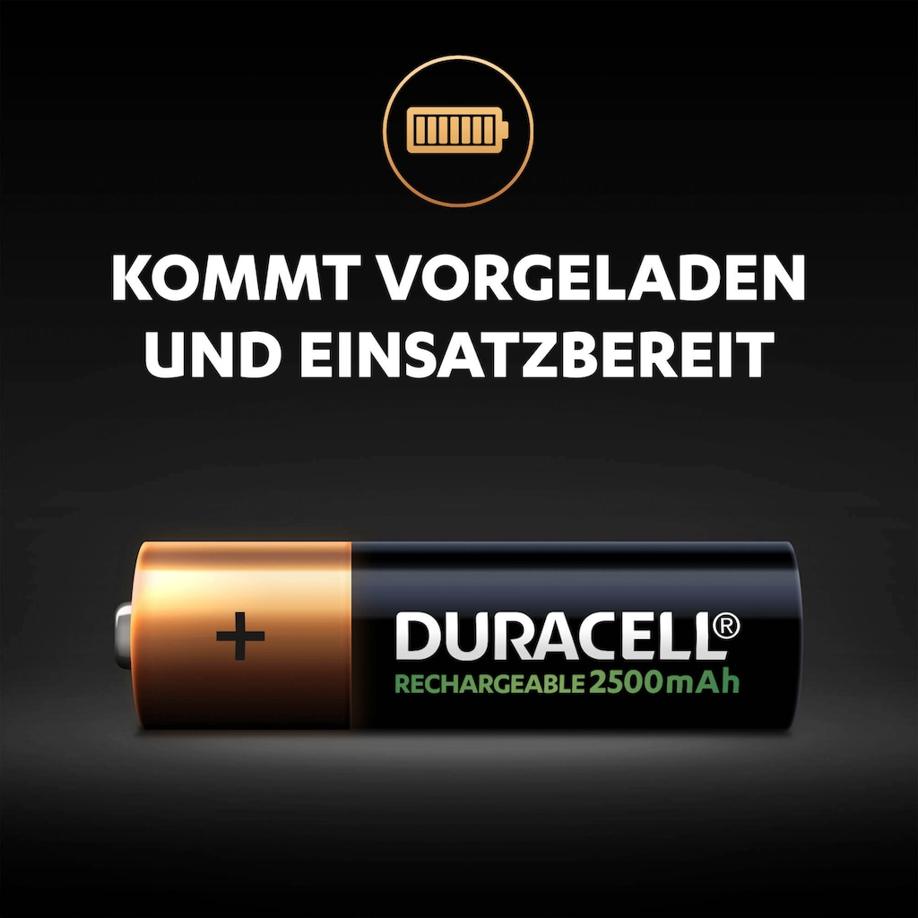 Duracell Batterie »4 Stck, Recharge Ultra AA 2500 mAh«, LR06, 1,2 V, (Packung, 4 St.)