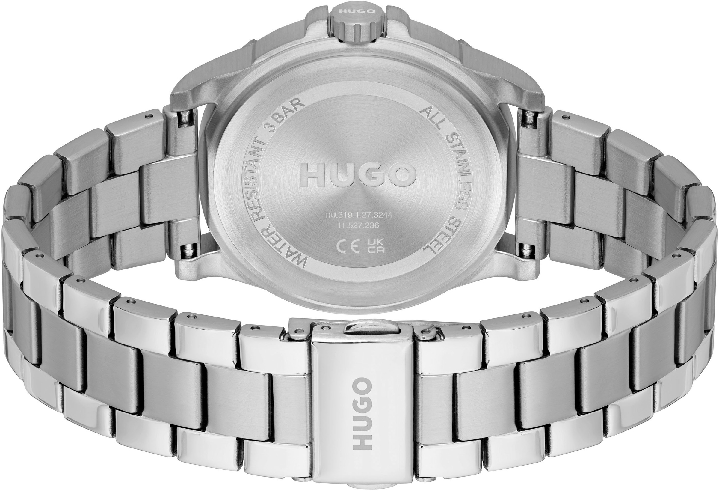 HUGO Multifunktionsuhr »#IMPRESS - FOR HER, 1540138«, Quarzuhr, Armbanduhr, Damenuhr, Herrenuhr, Edelstahlarmband