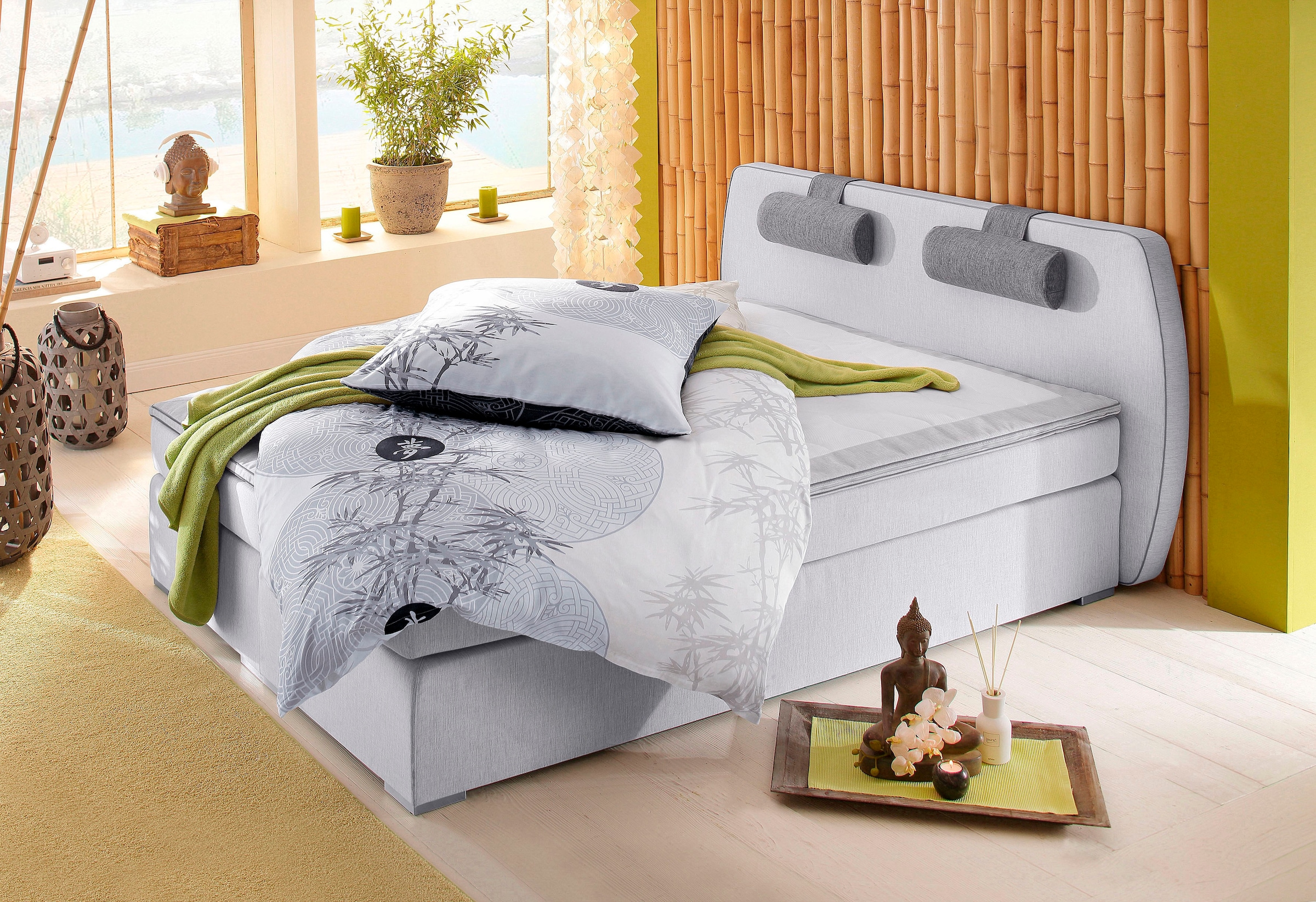 ATLANTIC home collection Boxspringbett »Rex«, mit Topper und verstellbaren Nackenkissen