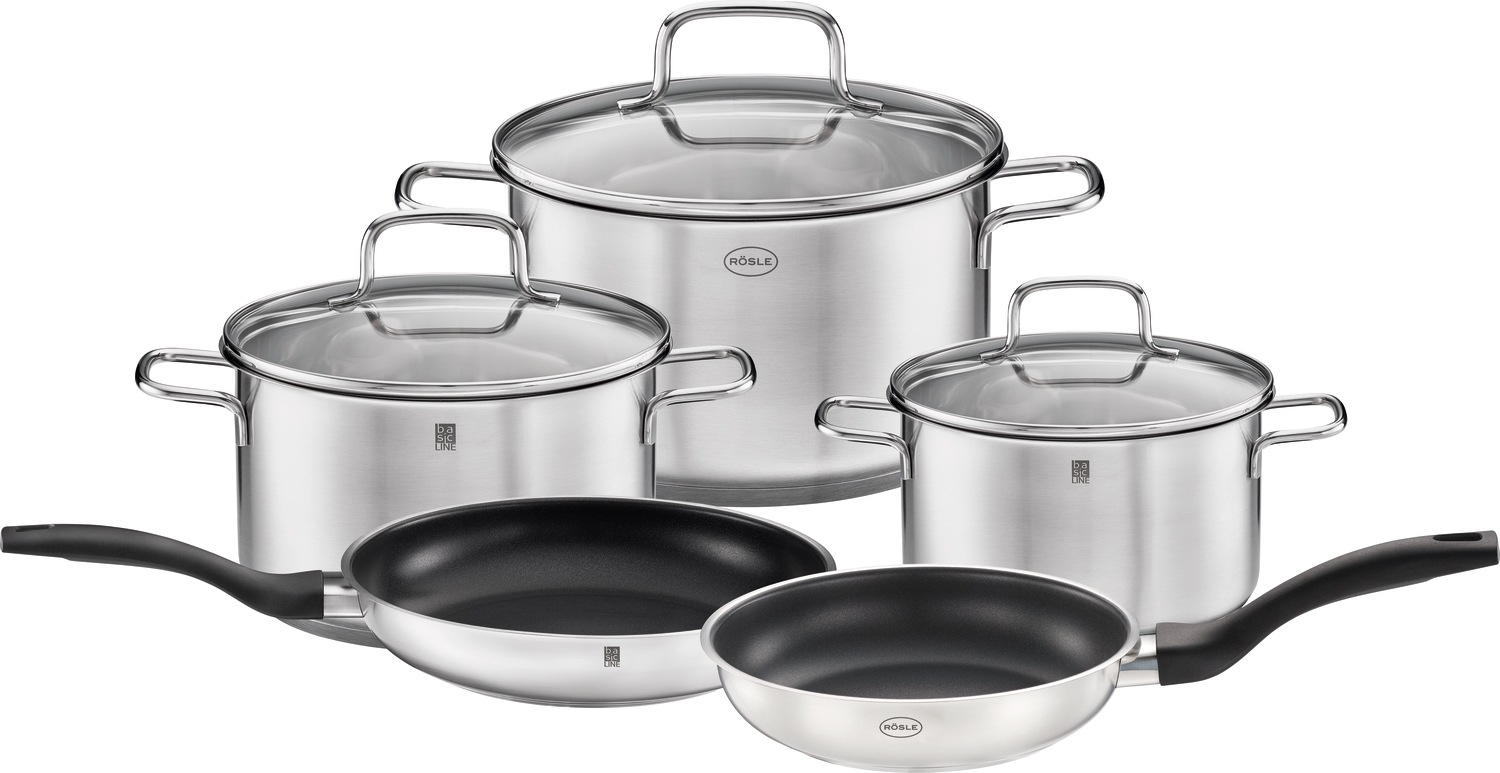 RÖSLE Topf-Set »Basic Line« Set, 1 Kochtopf Ø 16/20/24 cm, 1x Bratpfanne Ø günstig online kaufen