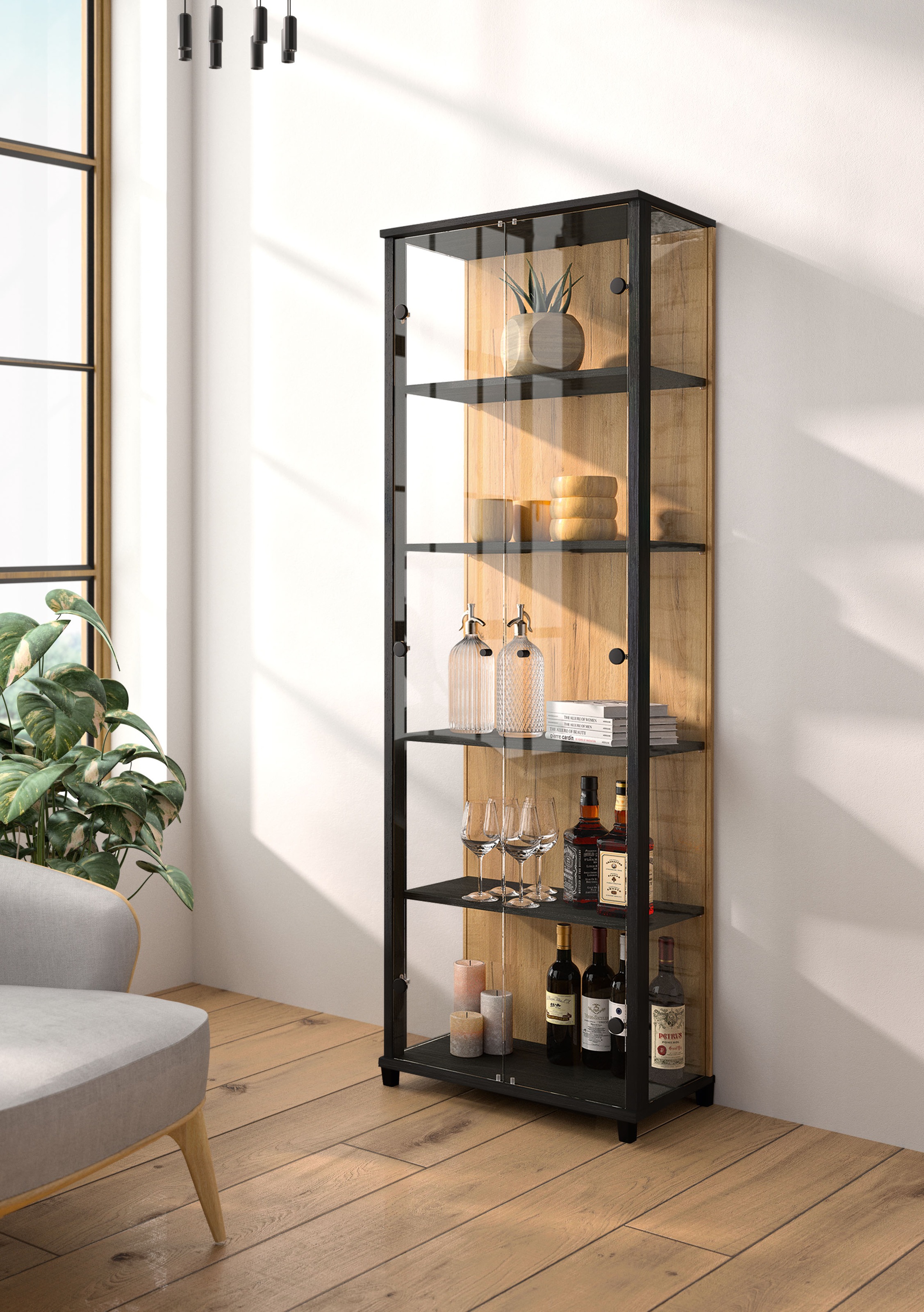 fif möbel Vitrine »OPTIMA«, Standvitrine, Vitrinenschrank, Glasvitrine, Sam günstig online kaufen