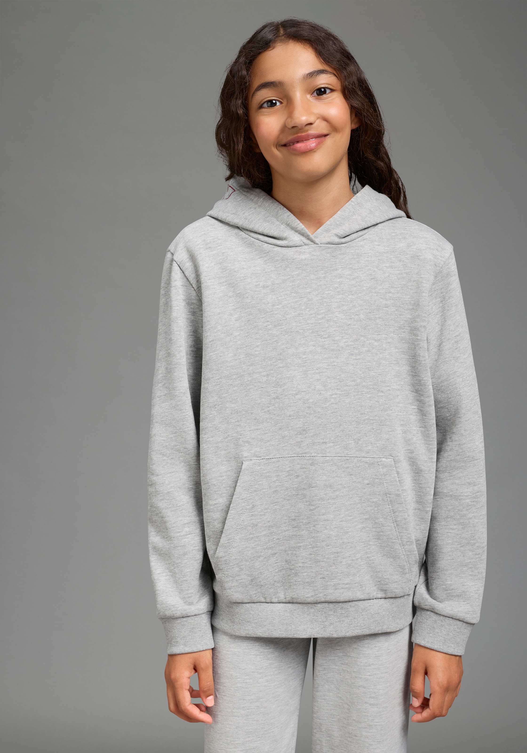 KIDSWORLD Kapuzensweatshirt », Hoodie mit Print auf der Kapuze«, Langarm,  weite Passform,  stylischer Druck,  Basic-Stil
