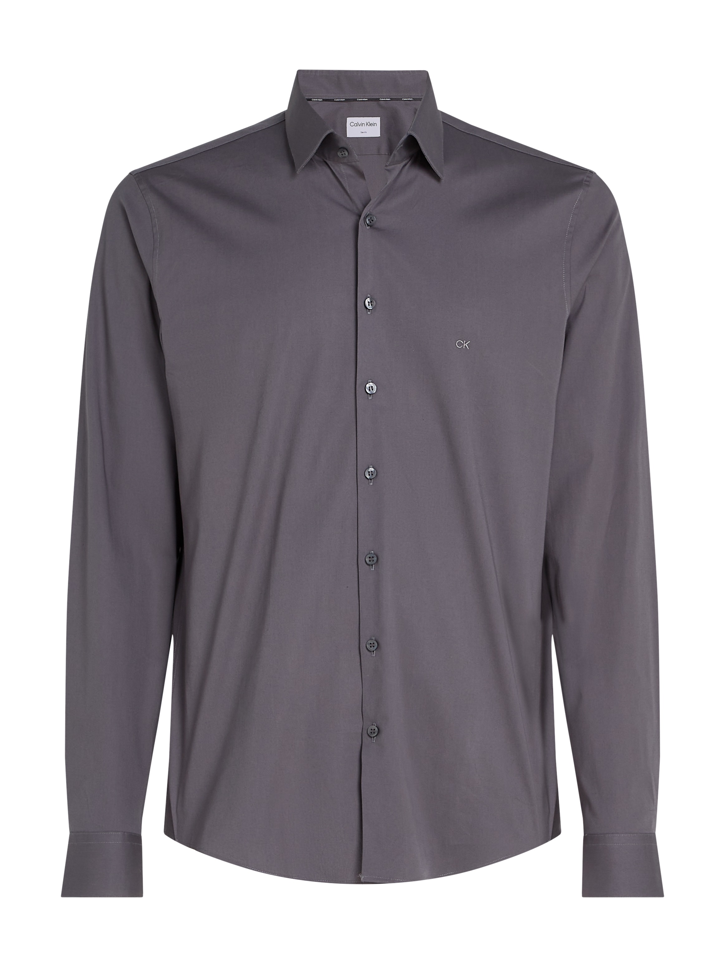 Calvin Klein Businesshemd »POPLIN STRETCH SLIM SHIRT«, mit Kentkragen, Logoprint auf Brusthöhe
