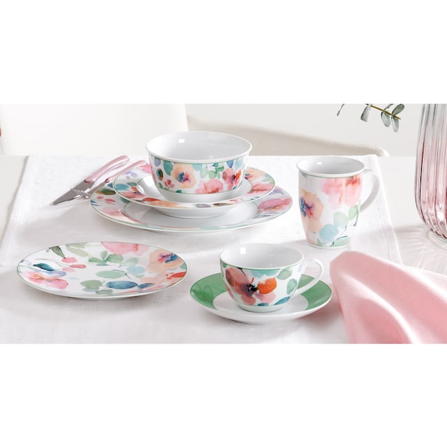 Ritzenhoff & Breker Kaffeeservice »Geschirr-Set, Service Celine«, (Set, 18  tlg.), im Aquarell-Stil, 18 Teile, für 6 Personen online kaufen