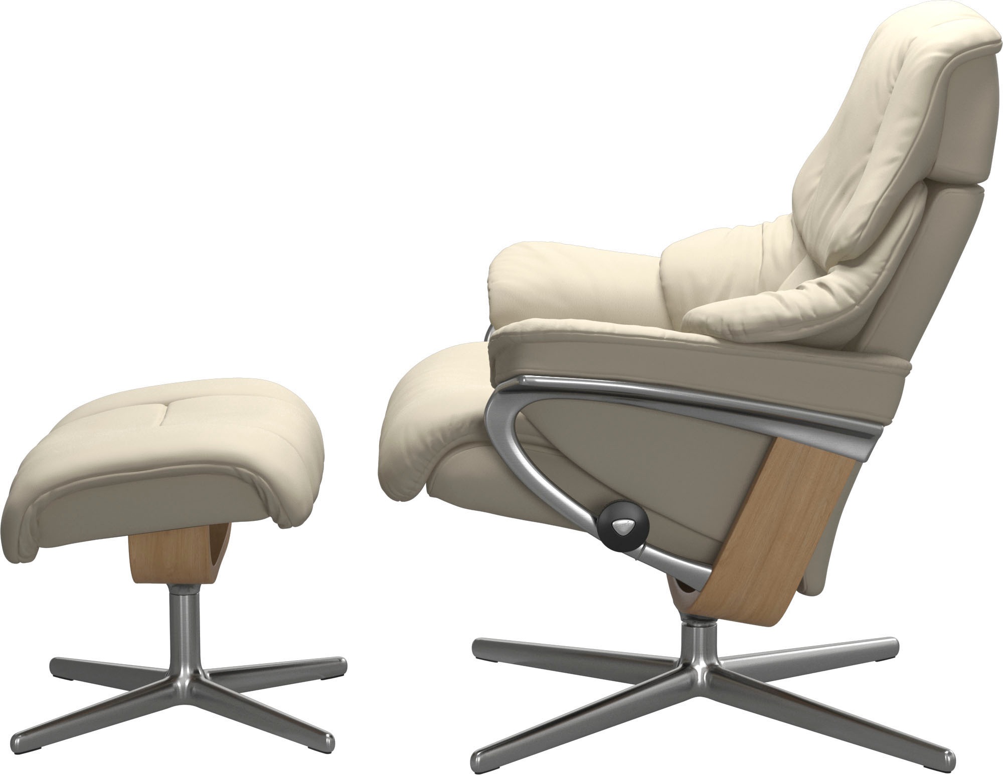 Stressless® Relaxsessel »Reno«, (Set, Relaxsessel mit Hocker), mit Hocker, mit Cross Base, Größe S, M & L, Holzakzent Eiche