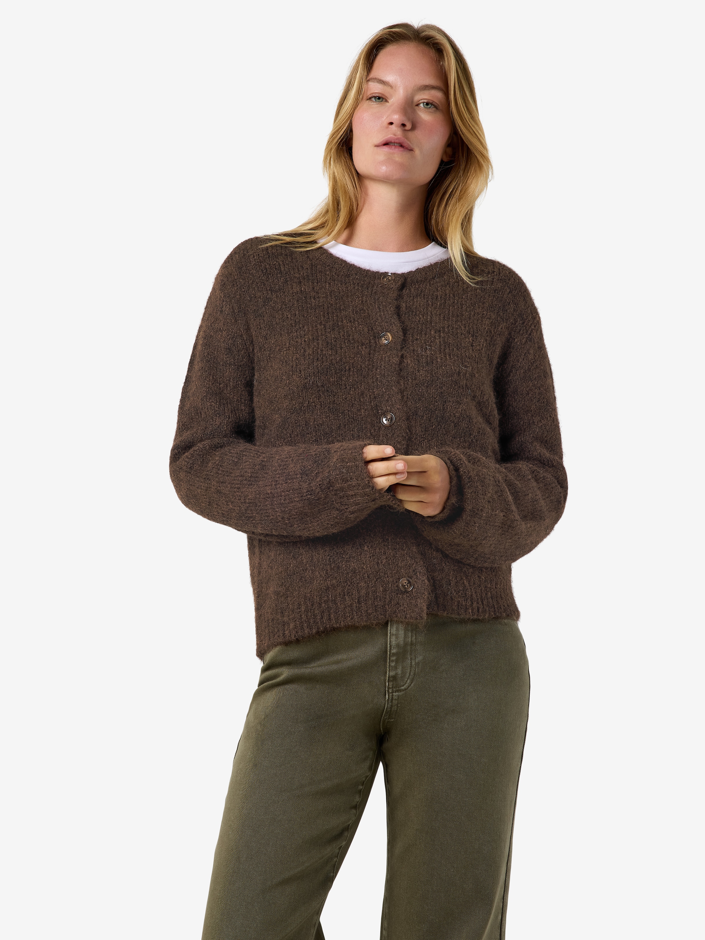 Noisy may Strickjacke »NMSUTTON L/S O-NECK KNIT CARDI NOOS« Materialmix, relaxed fit