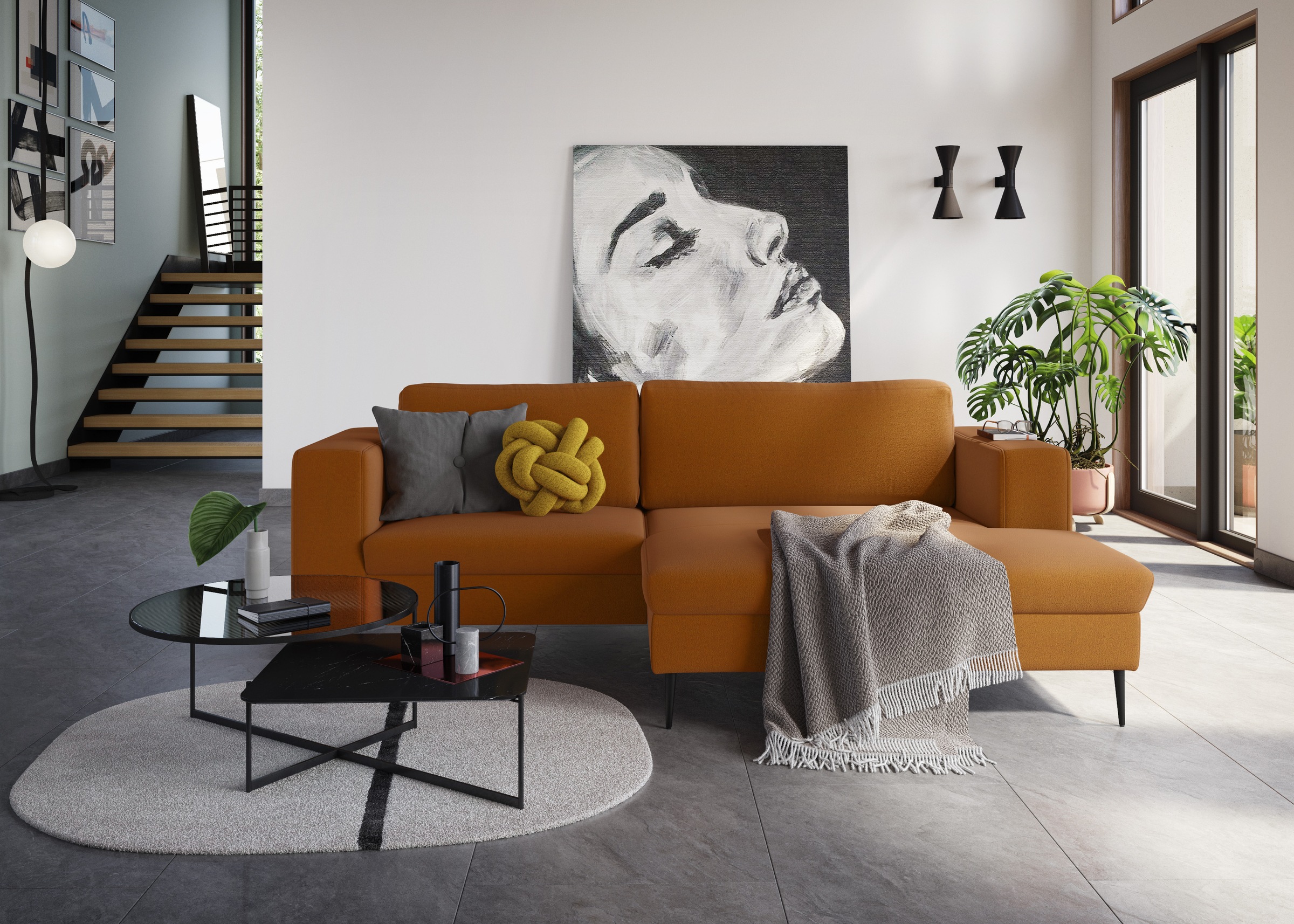 DOMO collection Ecksofa »Modica kompakt und elegant, Breite 244, L-Form«, moderne Optik mit extrabreiter Recamiere, auch in Cord