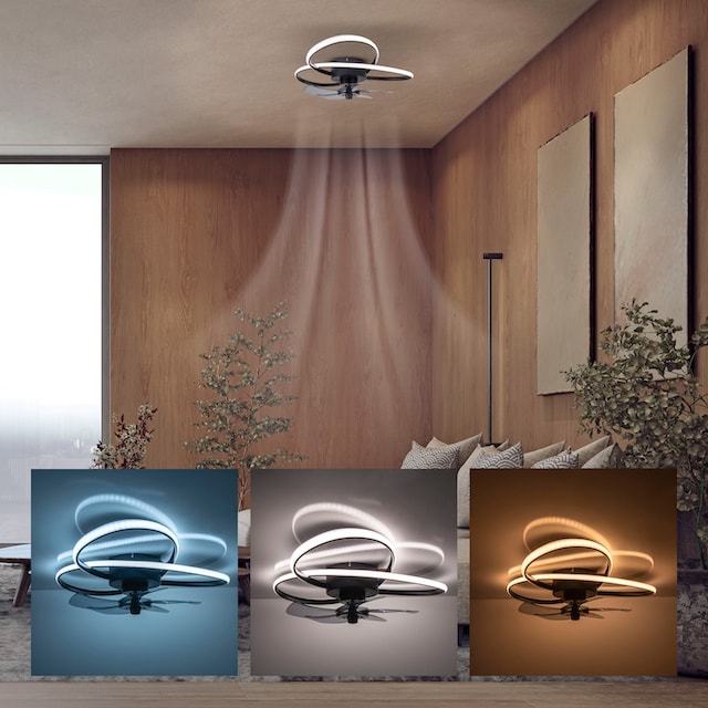 Places of Style LED Deckenleuchte »Leccio«, 1 flammig-flammig, Ventilator  in 3 Stufen schaltbar - mit Links-Rechts-Drehung, Ø 58 cm online kaufen