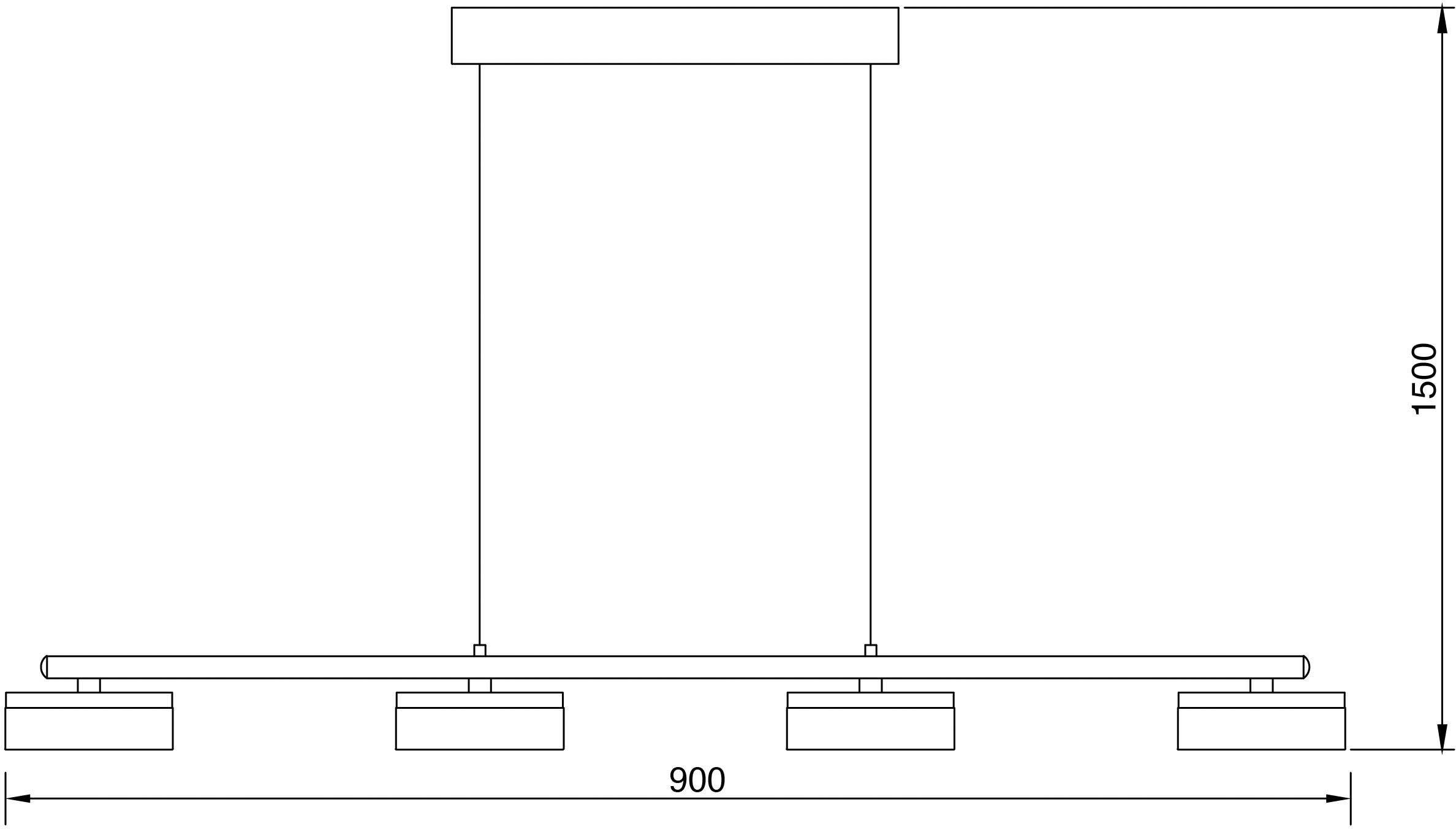 näve LED Pendelleuchte »Cimo«, 4 flammig, Leuchtmittel LED-Modul | LED wechselbar, stufenweise dimmbar per Wandschalter, Lichtfarbe warmweiß, schwarz