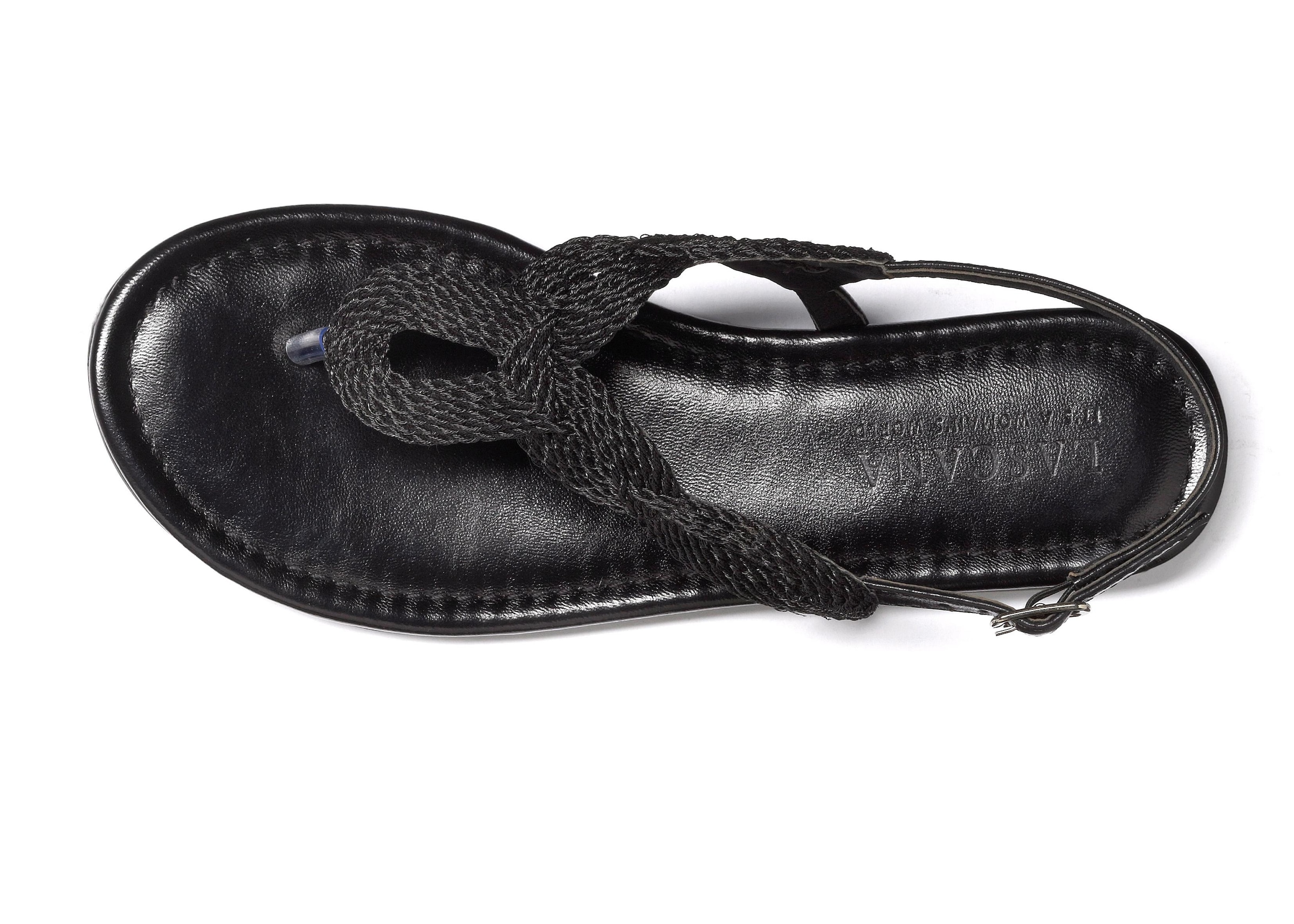LASCANA Zehentrenner »Sommerschuh, offener Schuh,«  Sandale, Pantolette im Metallic-Look VEGAN