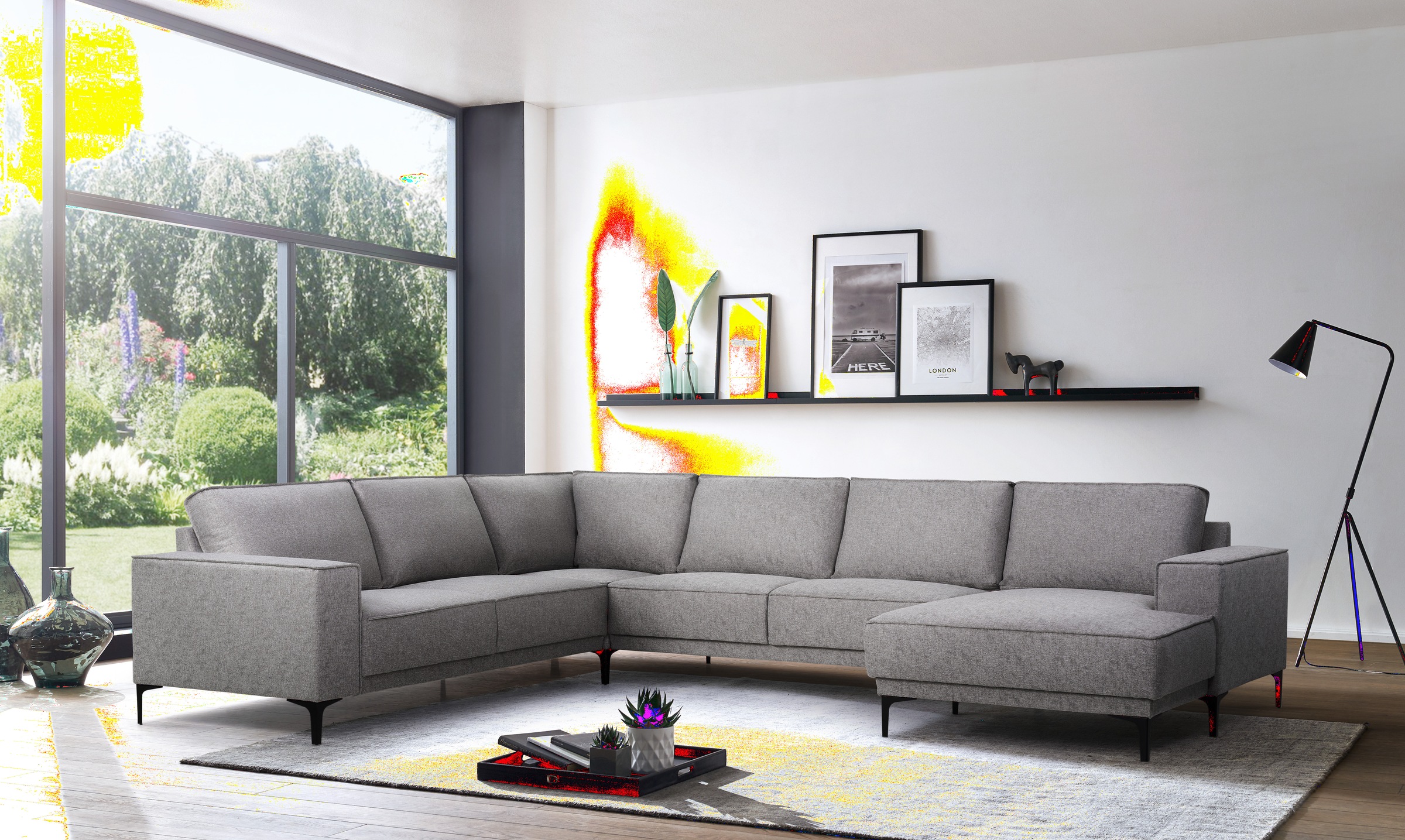 Places of Style Wohnlandschaft »XXL Sofa Oland, Struktur, Flachgewebe, Luxu günstig online kaufen