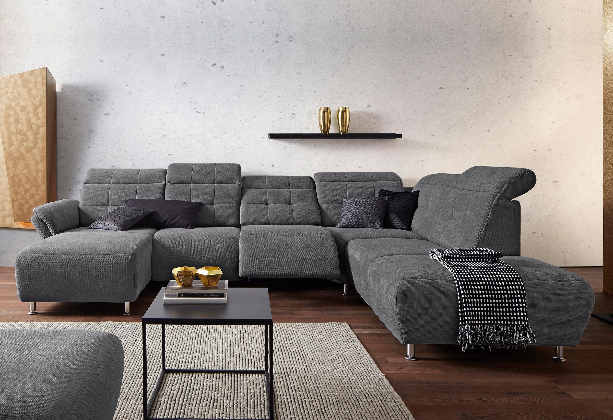 Home affaire Wohnlandschaft »Manhattan U-Form« 2 Sitze mit elektrischer Rel günstig online kaufen