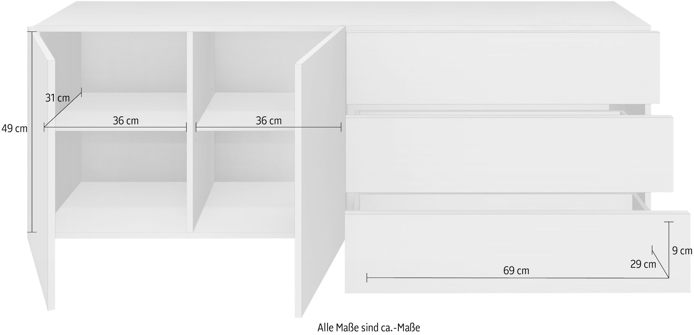 Möbel cm, 152 bestellen Raten hängend auf Breite Lowboard »Vaasa«, nur borchardt