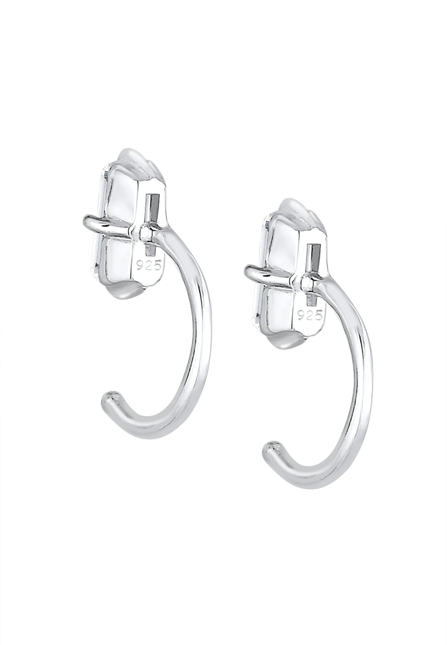 Elli Premium Paar Ohrhänger »Creolen Stecker Hoops Edelstein 925 Silber«