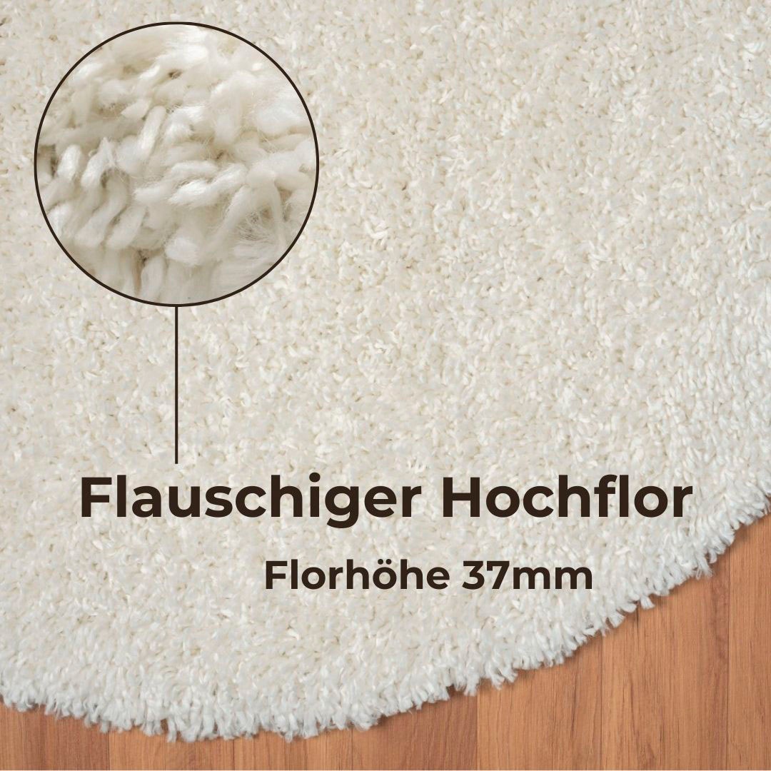 my home Hochflor-Teppich »Banji«, rund, 37 mm Höhe, Uni Farben, weich und flauschig, auch als rechteckig erhältlich