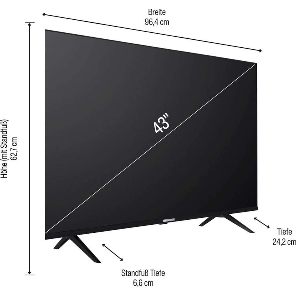 Telefunken QLED-Fernseher »D43Q660M2CW«, 108 cm/43 Zoll, 4K Ultra HD, Smart-TV