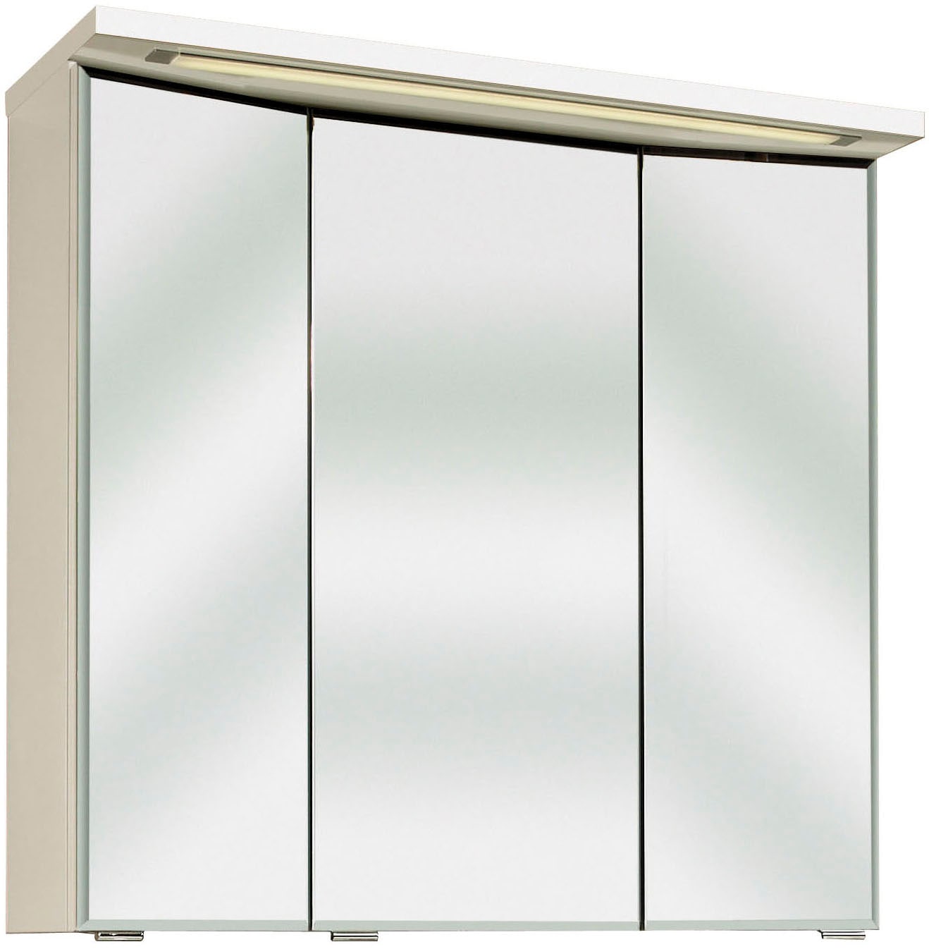 Saphir Badmöbel-Set »Trentino 2-teilig Glas-Waschtisch mit LED-Spiegelschrank«, (3 St.), Badmöbel-Set 77cm breit, inkl. Türdämpfer, 3 Türen, 2 Auszügen