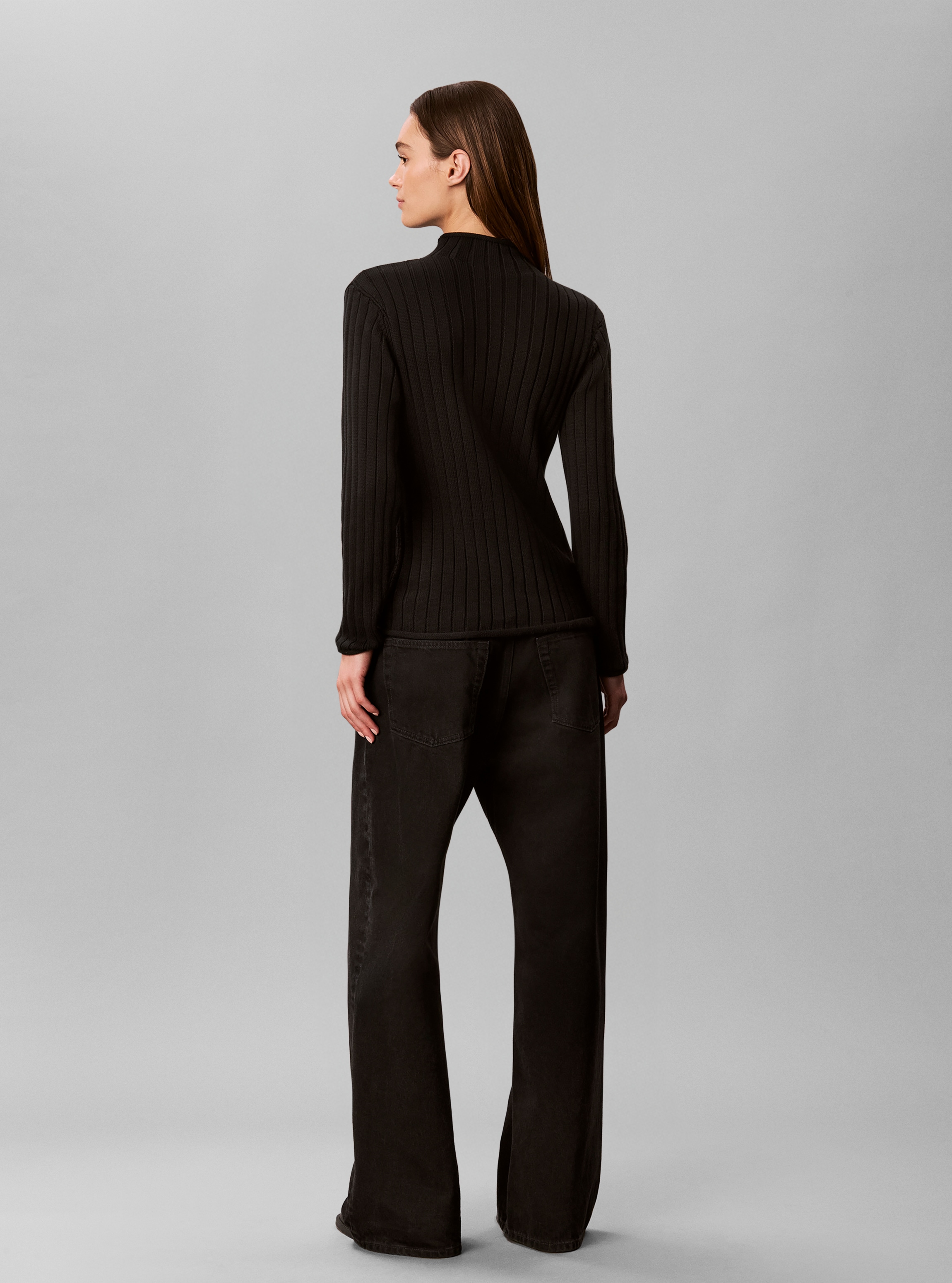 Calvin Klein Jeans »WOVEN LABEL T-NECK SWEATER« Regular fit mit Stehkragen
