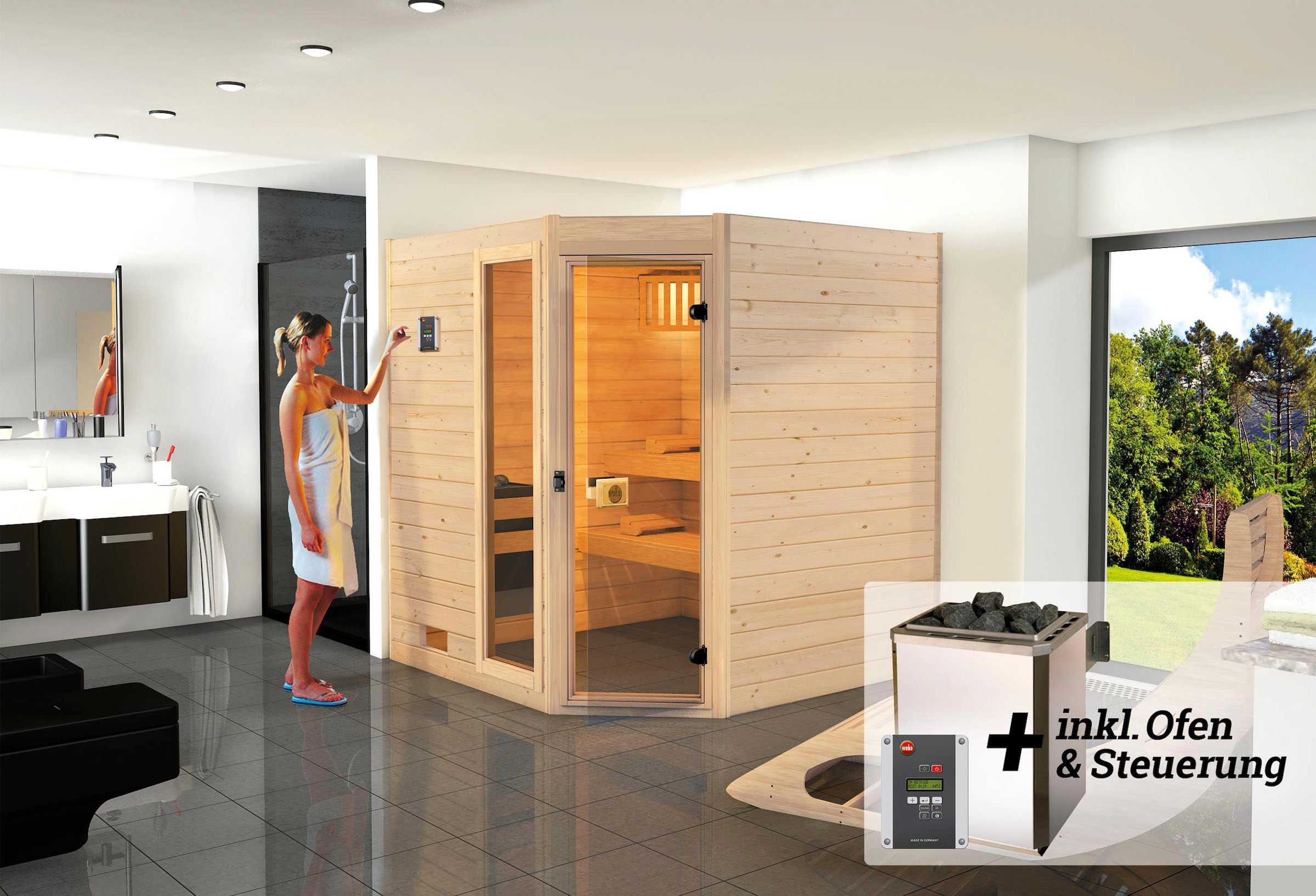 weka Sauna »Valida«, 7,5 kW-Ofen mit digitaler Steuerung