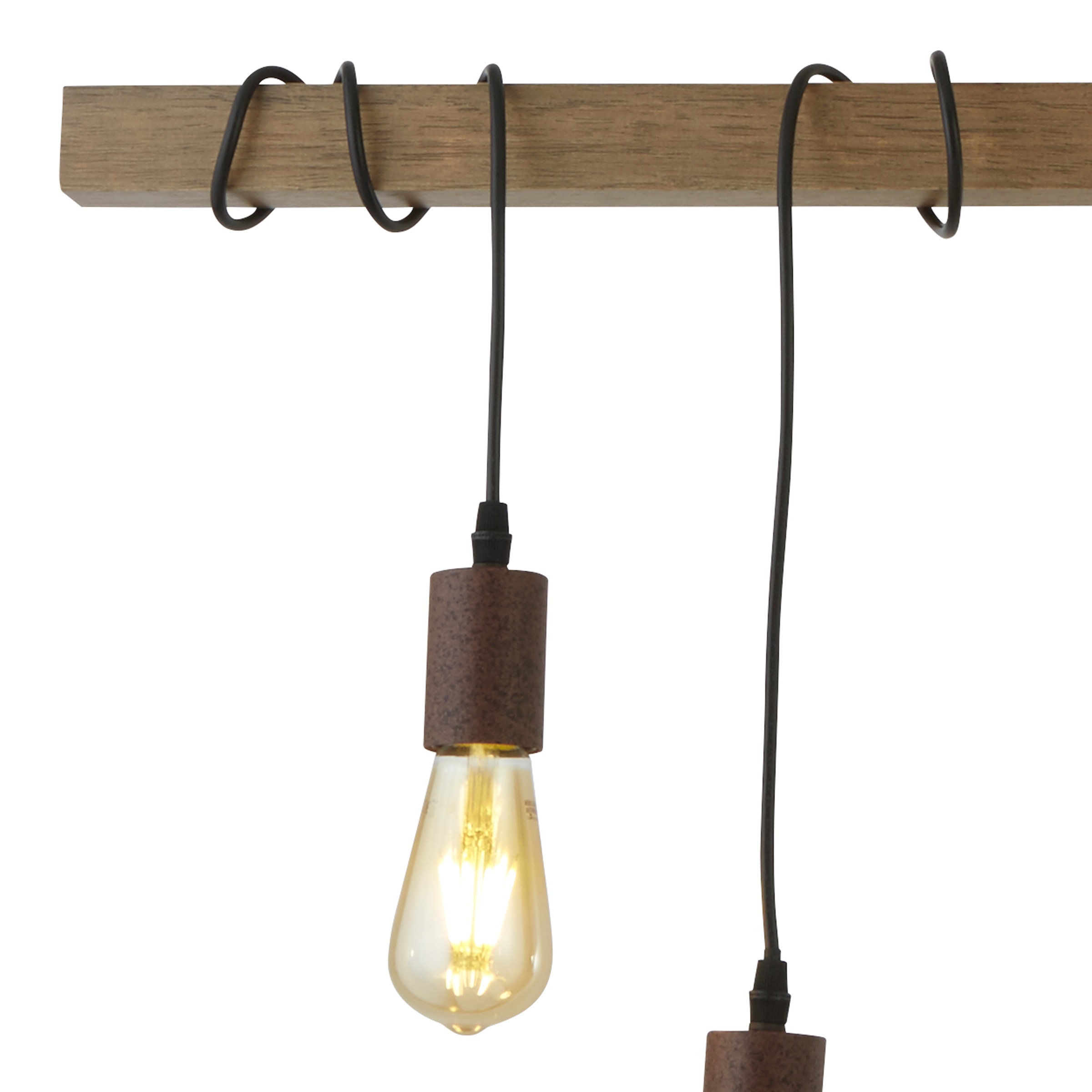Searchlight Hängeleuchte »Barn 6Lt Pendant - Black Metal & Wood« E27 1 Stk.