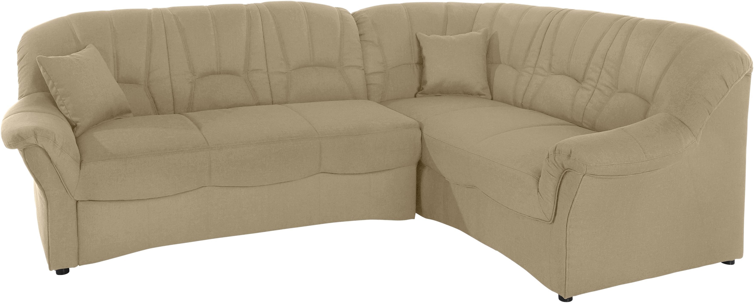 DOMO collection Ecksofa »Bahia, zeitlos & elegant, Breite 256cm, bequeme Armlehnen, L-Form« wahlweise mit Bettfunktion