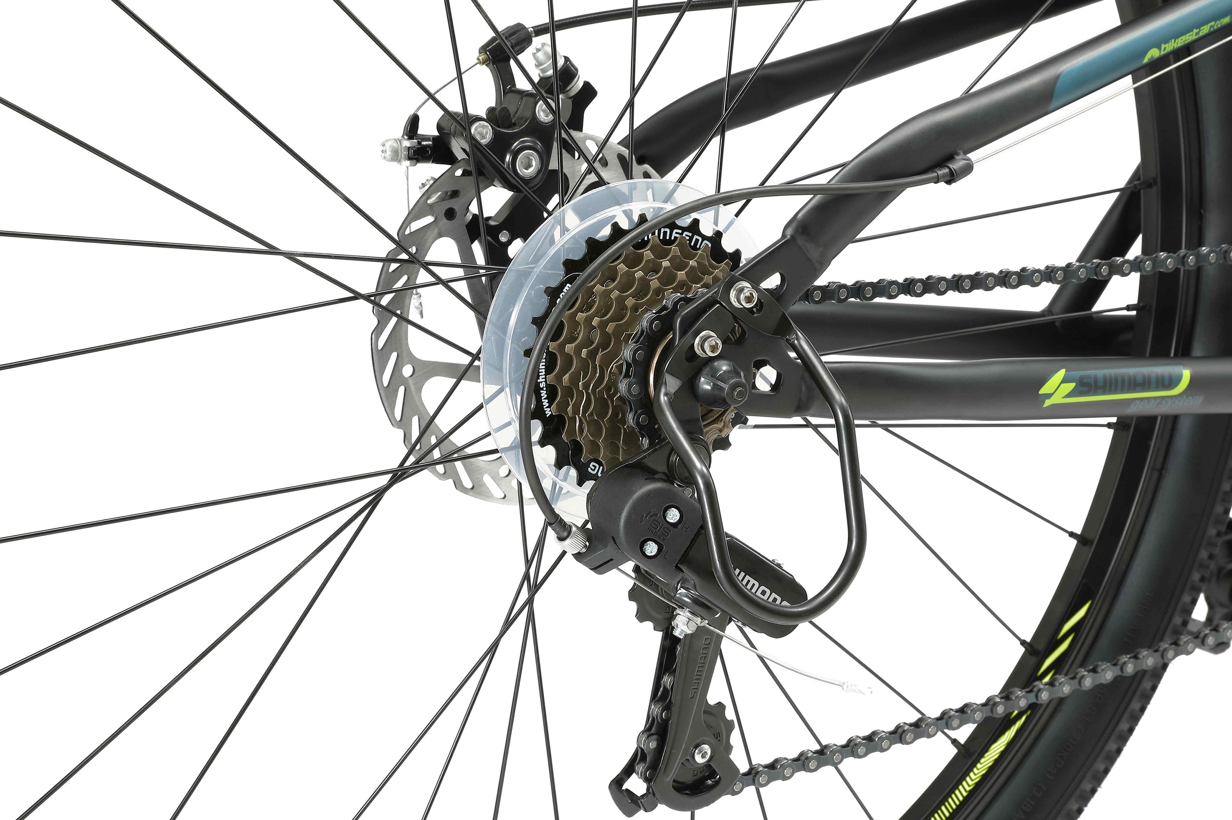 Bikestar Mountainbike, 21 Gang, Shimano, RD-TY300 Schaltwerk, Kettenschaltung, für Damen und Herren, Kettenschaltung