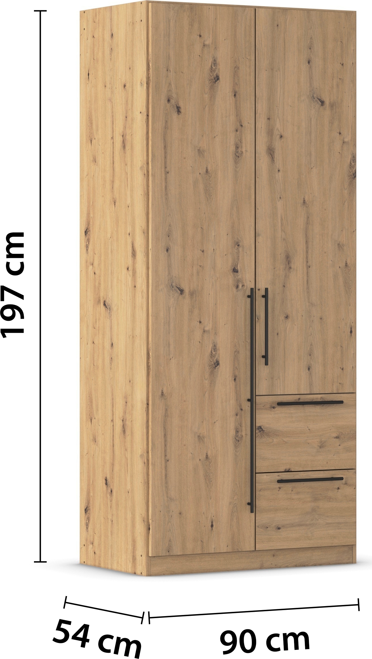rauch Kleiderschrank »Drehtürenschrank Schrank Garderobe Wäscheschrank Schlafzimmer AVOLA«, (in 3 verschiedenen Ausstattungen BASIC/CLASSIC/PREMIUM), mit hochwertigen Stangengriffen aus Metall in Schwarz MADE IN GERMANY