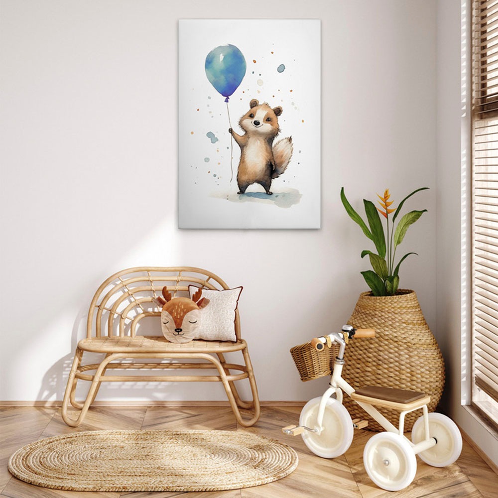 A.S. Création Leinwandbild »Cute Raccoon Blue - Wandbild Weiß Braun Keilrah günstig online kaufen