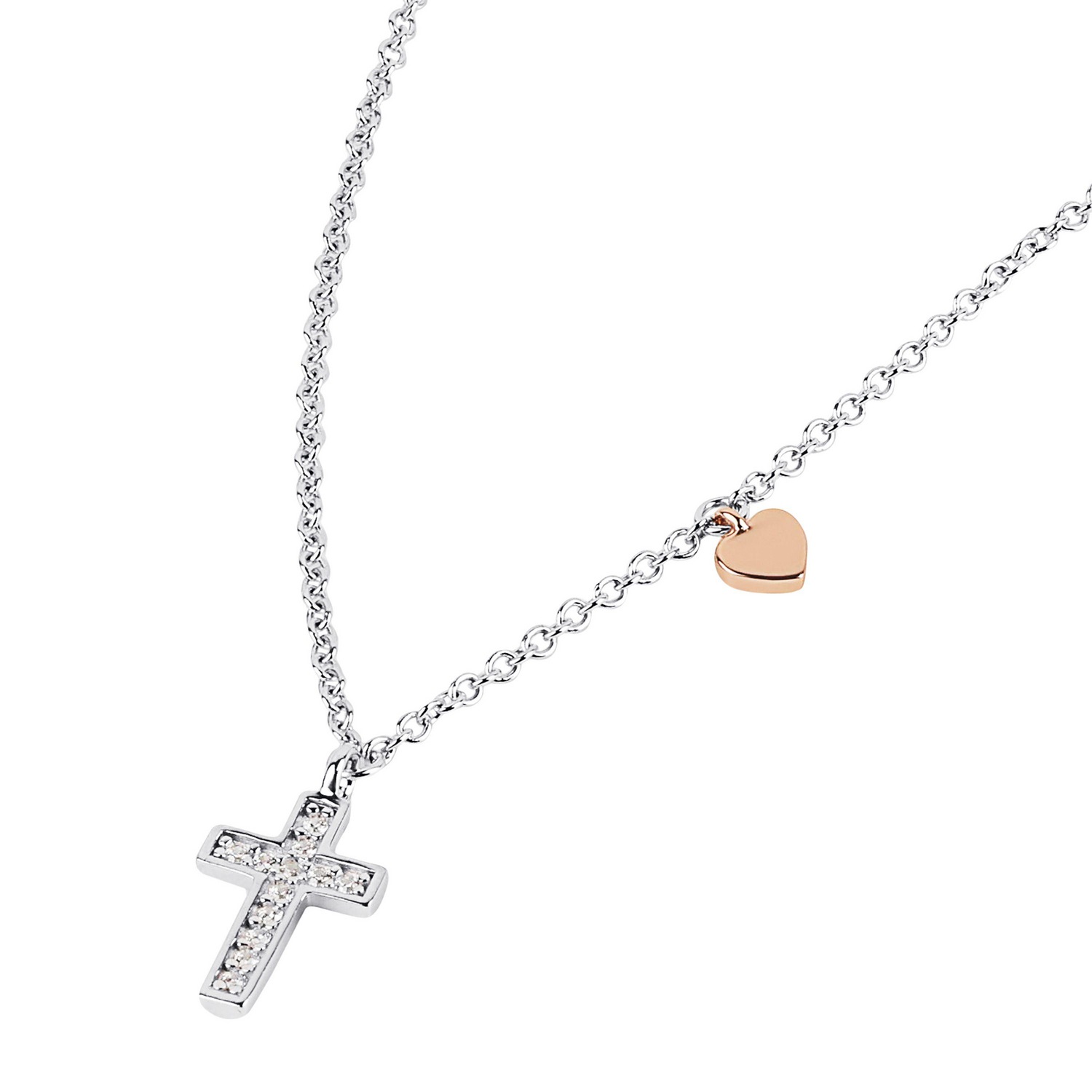 TOM TAILOR Kette mit Anhänger »Herz-Motiv, Kreuz-Motiv« mit Zirkonia (synth.)