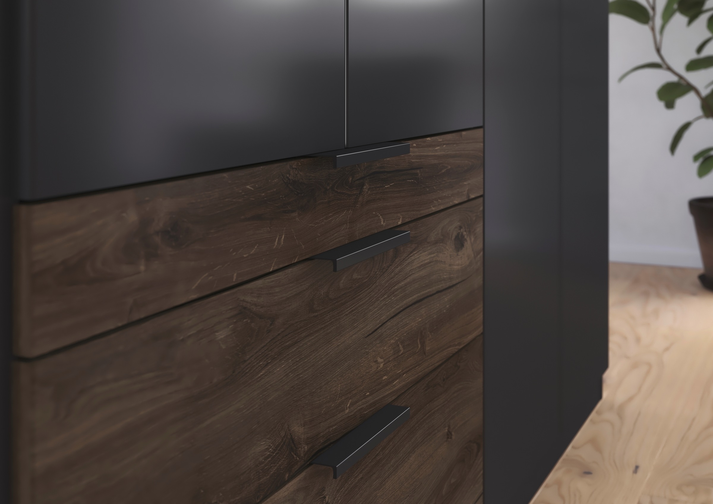 rauch Kleiderschrank »Drehtürenschrank Schrank Garderobe Schlafzimmerschrank KODA«, (oberer Schubkasten mit praktischer Inneneinteilung), mit asymmetrisch angeordneten Schubladen MADE IN GERMANY