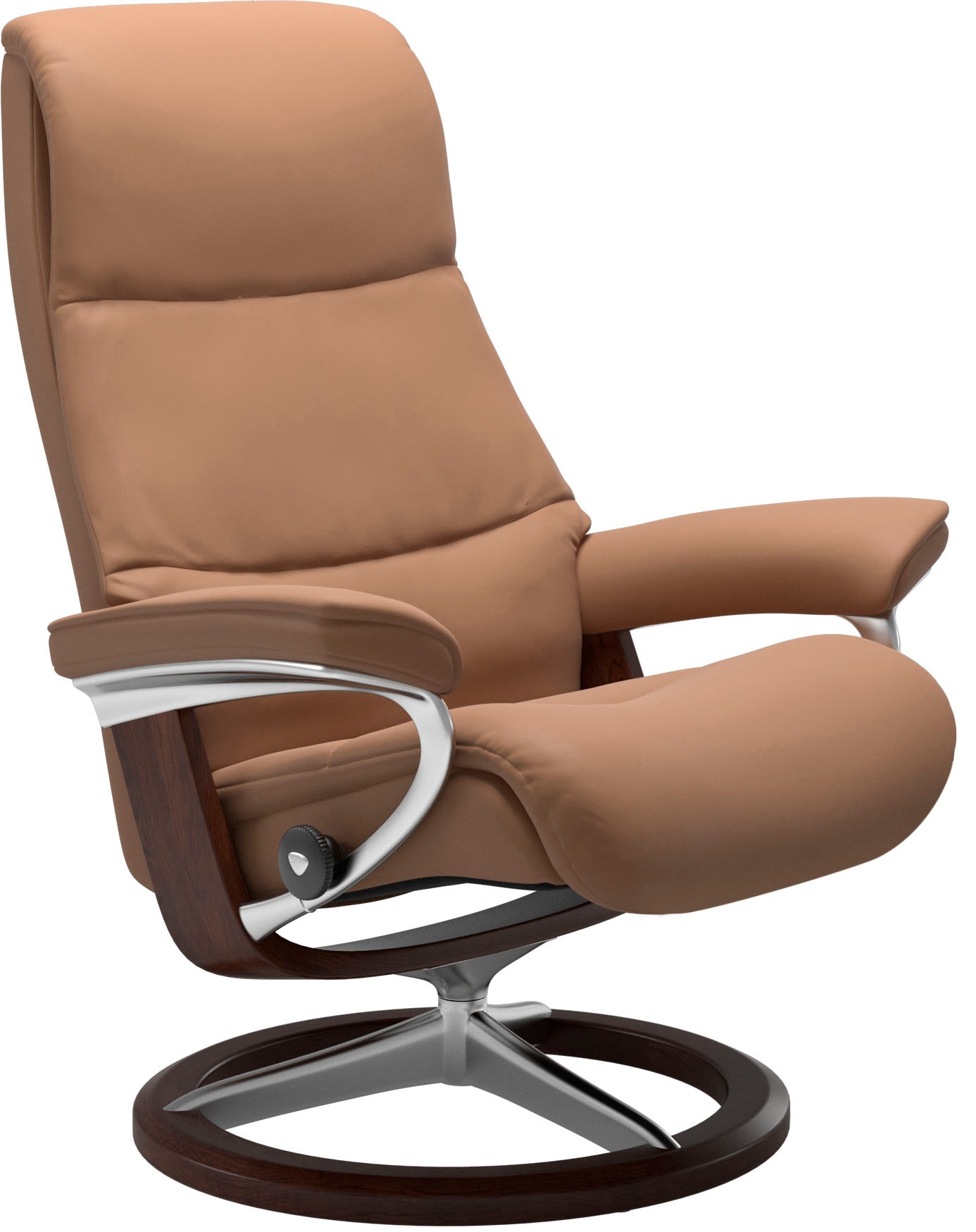 Stressless® Relaxsessel »View«, (Set, Relaxsessel mit Hocker), mit Signature Base, Größe M,Gestell Braun