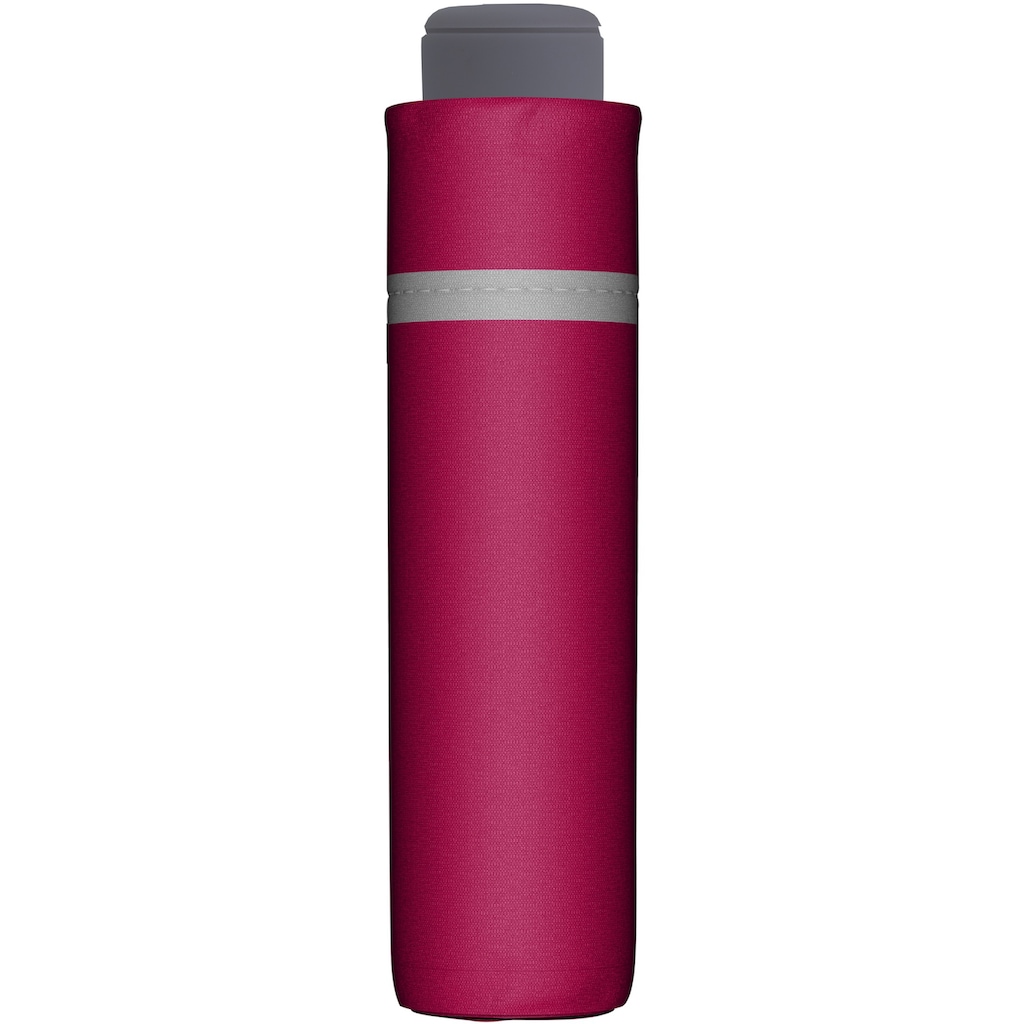 doppler® Taschenregenschirm »Mini Light up uni, Pink«, mit reflektierenden Elementen am Schirmdach