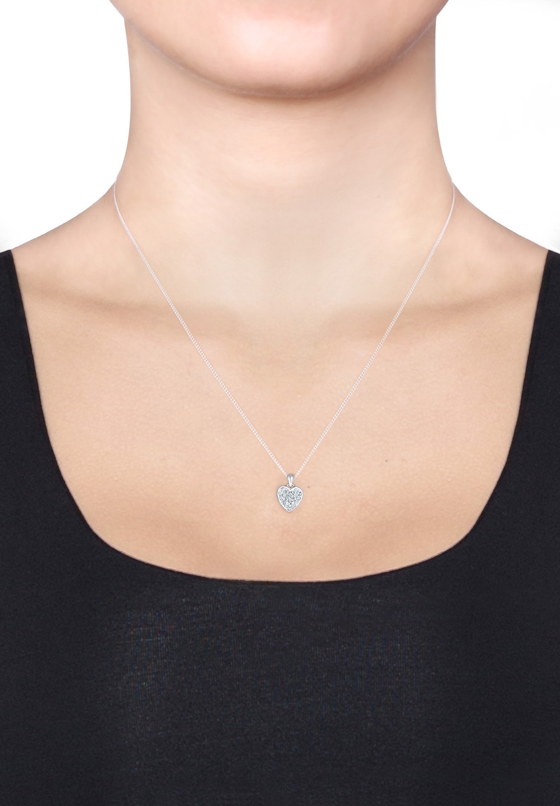 Elli Schmuckset »Herz Glas Kristalle Weiß 925 Sterling Silber«