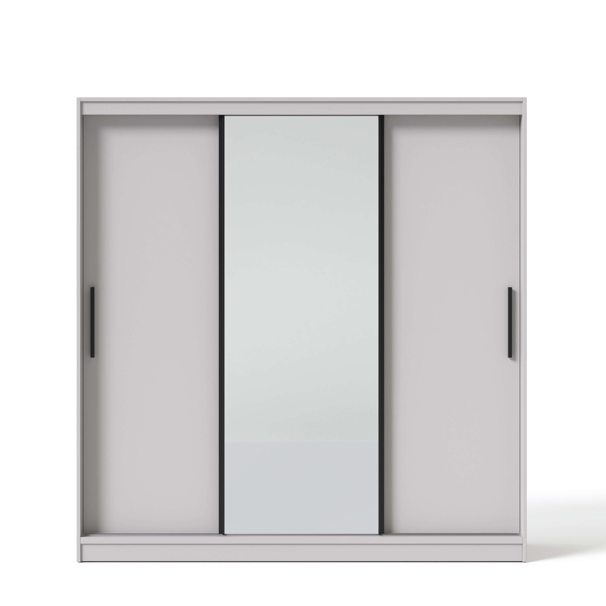 OTTO home Schwebetürenschrank »JORELLA, Premium Innenausstattung, maximaler Stauraum, Made in EU« H/B/T ca. 210/200/59 cm, 4 Schubladen, 2 Kleiderstangen, 8 Fächer,  3 Türen, schwarze Kontraste, Spiegel, modernes Design