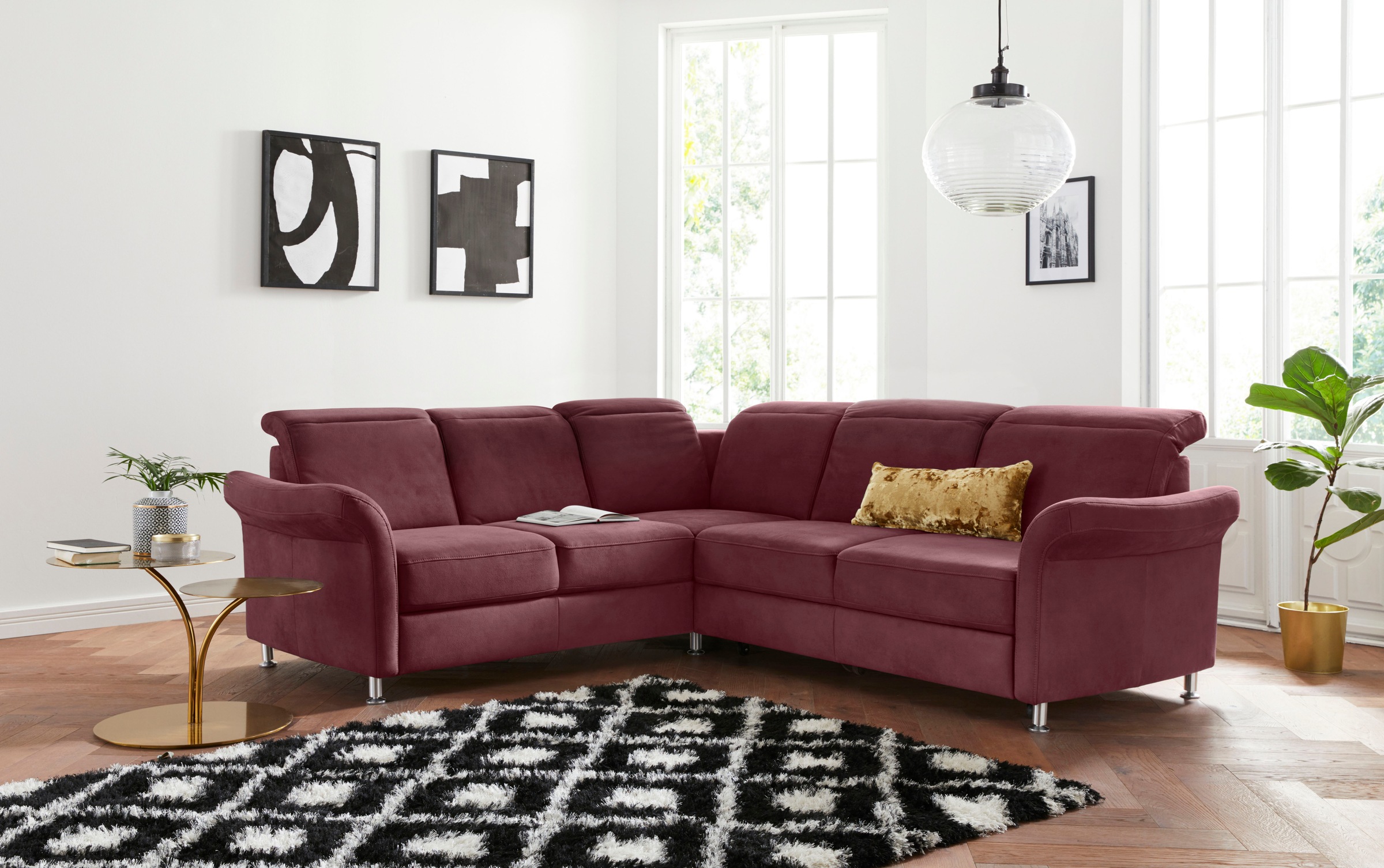 sit&more Ecksofa »Darwin L-Form«, inklusive Federkern, wahlweise mit Kopfte günstig online kaufen