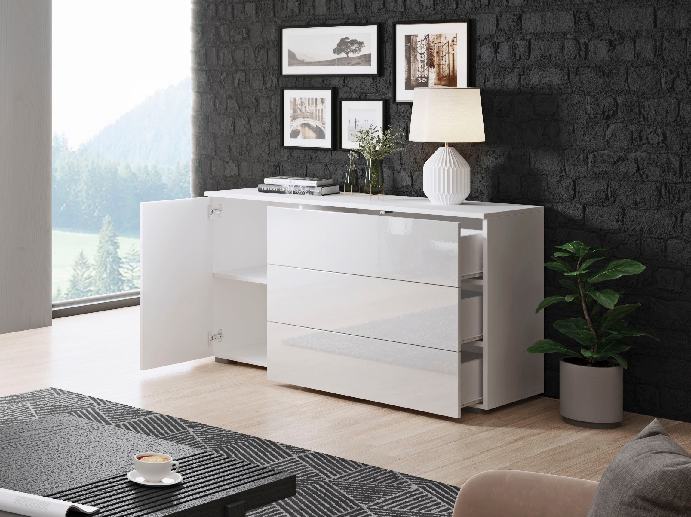 INOSIGN Sideboard »PARIS«, (1 St.), Moderne 110cm breite grifflose Kommode, vielseitig einsetzbar