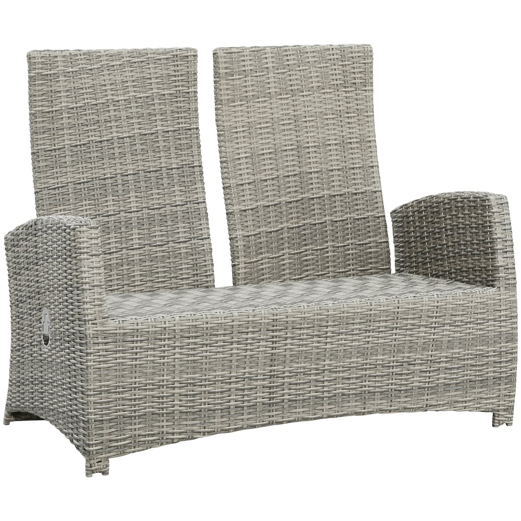 KONIFERA Garten-Essgruppe »Monaco«, (Set, 16 tlg., 1x2er Sofa, 2x Sessel, 2x Hocker, 1x Tisch 120x70x66cm, inkl. Auflagen)