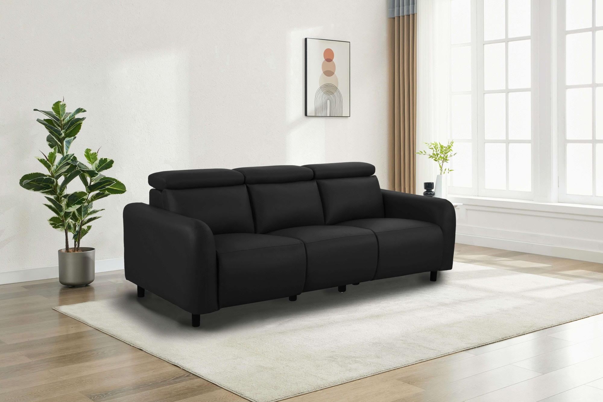 Home affaire 3-Sitzer »SKAANE Kunstleder, 229 cm, manuelle-u. elektrische Relaxfunktion«, Relax-Funktion in 2 Sitzen, Kopfteilverstellung, Federkernpolsterung