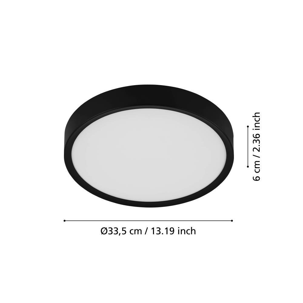 EGLO Deckenleuchte »MUSURITA Deckenlampe, Wohnzimmerlampe, schwarz, Stahl + Kunststoff«, 1 flammig, Leuchtmittel LED-Modul | LED wechselbar, LED Deckenlampe, Wohnzimmer, Schlafzimmer, Küche, Flur, modern, 34x6cm