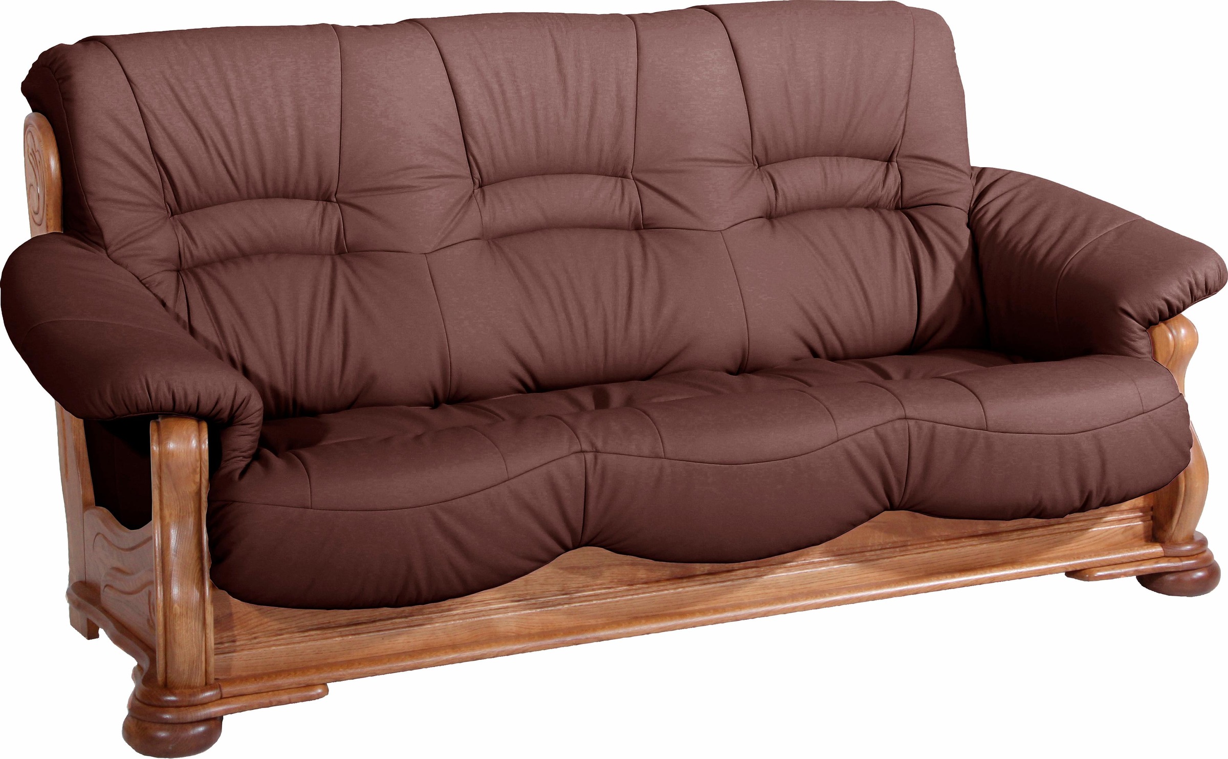Max Winzer® 3-Sitzer »Texas mit aufwendig gefrästen Ornamenten im Eichenholzgestell«, bequemer Retro Klassiker, kompakte Stellmaße, Breite 202 cm