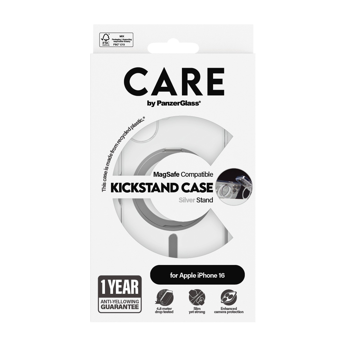 CARE by PanzerGlass Handyhülle »Kickstand Case für Apple iPhone 16«, Backcover, Schutzhülle, Handyschutzhülle, Case, Schutzcase, stoßfest