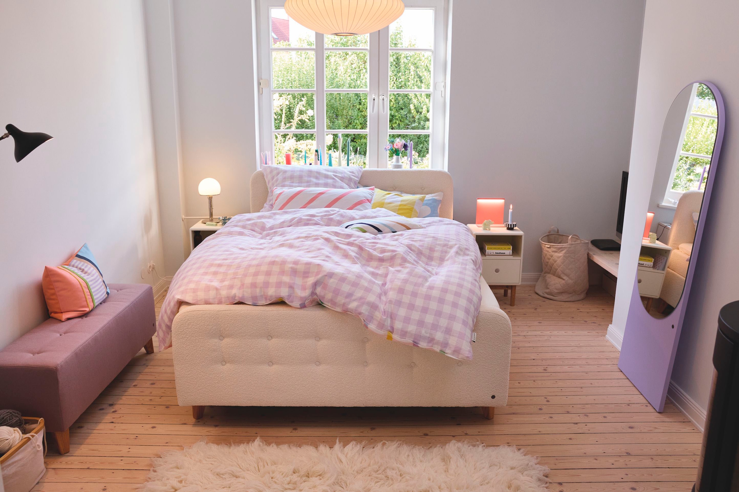 6. Bild von TOM TAILOR HOME Boxspringbett »NORDIC BOX«, mit Knopfheftung, in weichem Bouclé-Stoff, Füße in Buche natur